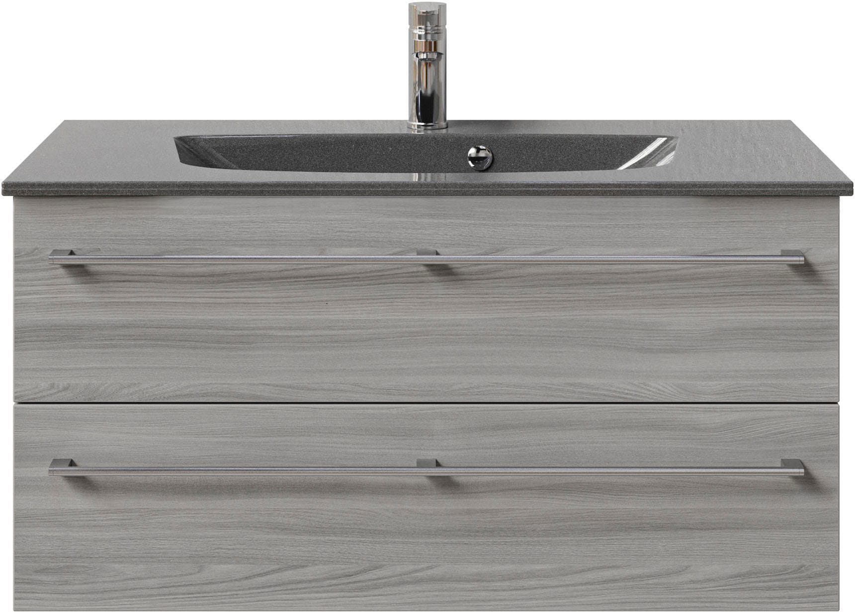 Saphir Waschtisch »Serie 6025 Mineralmarmor-Waschtisch mit Unterschrank, 97 cm breit«, Waschplatz mit 2 Schubladen, hängend, verschiedene Ausführungen