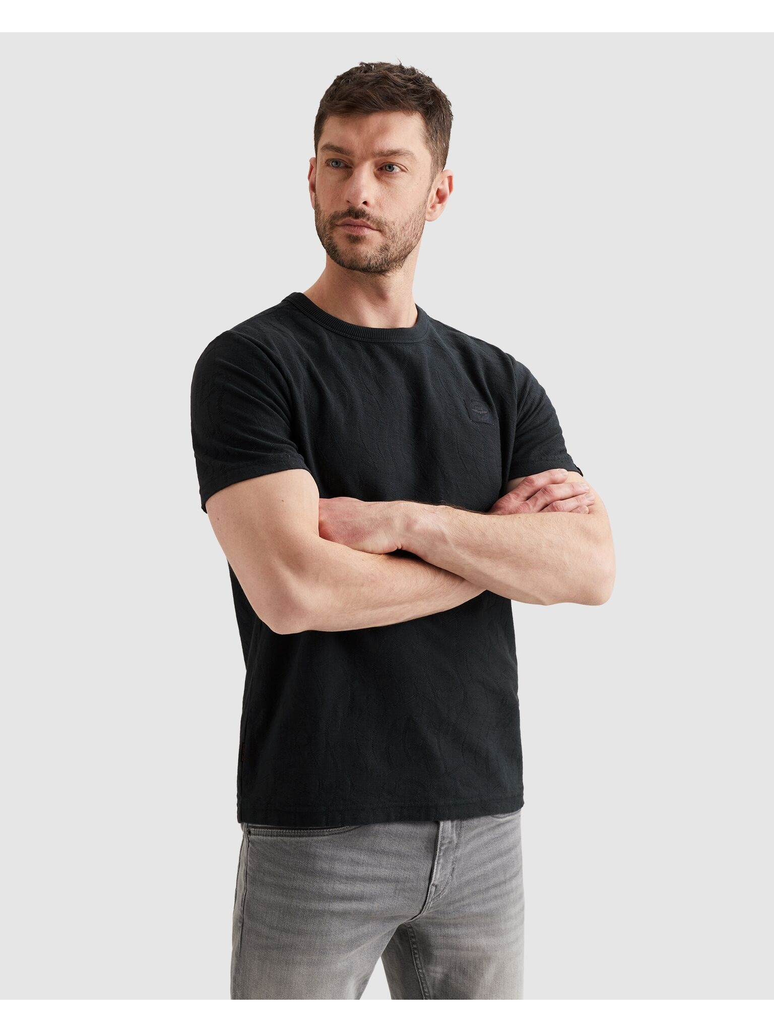 PME LEGEND T-Shirt »Short sleeve r-neck jacquard jersey« mit Logo Stickerei