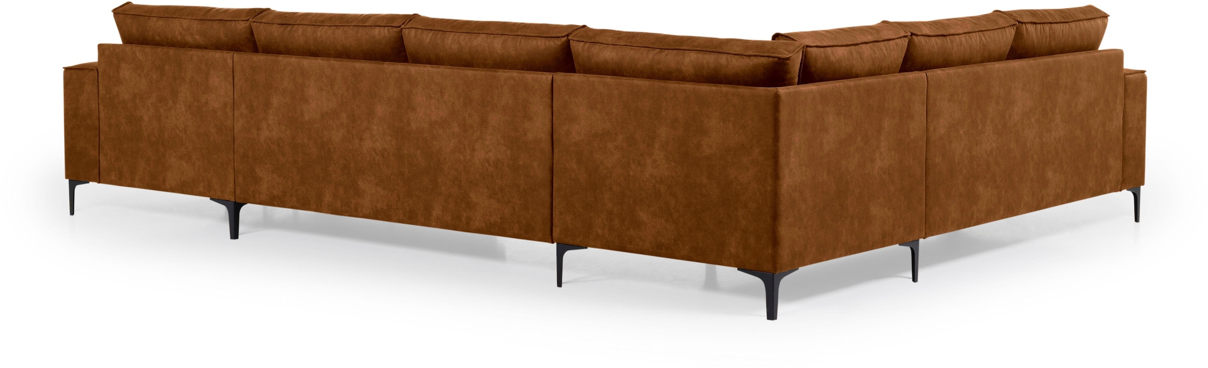 Places of Style Wohnlandschaft »XXL Sofa Oland, Struktur, Flachgewebe, Luxus-Microfaser, Boucle«, U-Form, 342 cm, Wellenunterfederung, Skandi-Design, Metallfüße