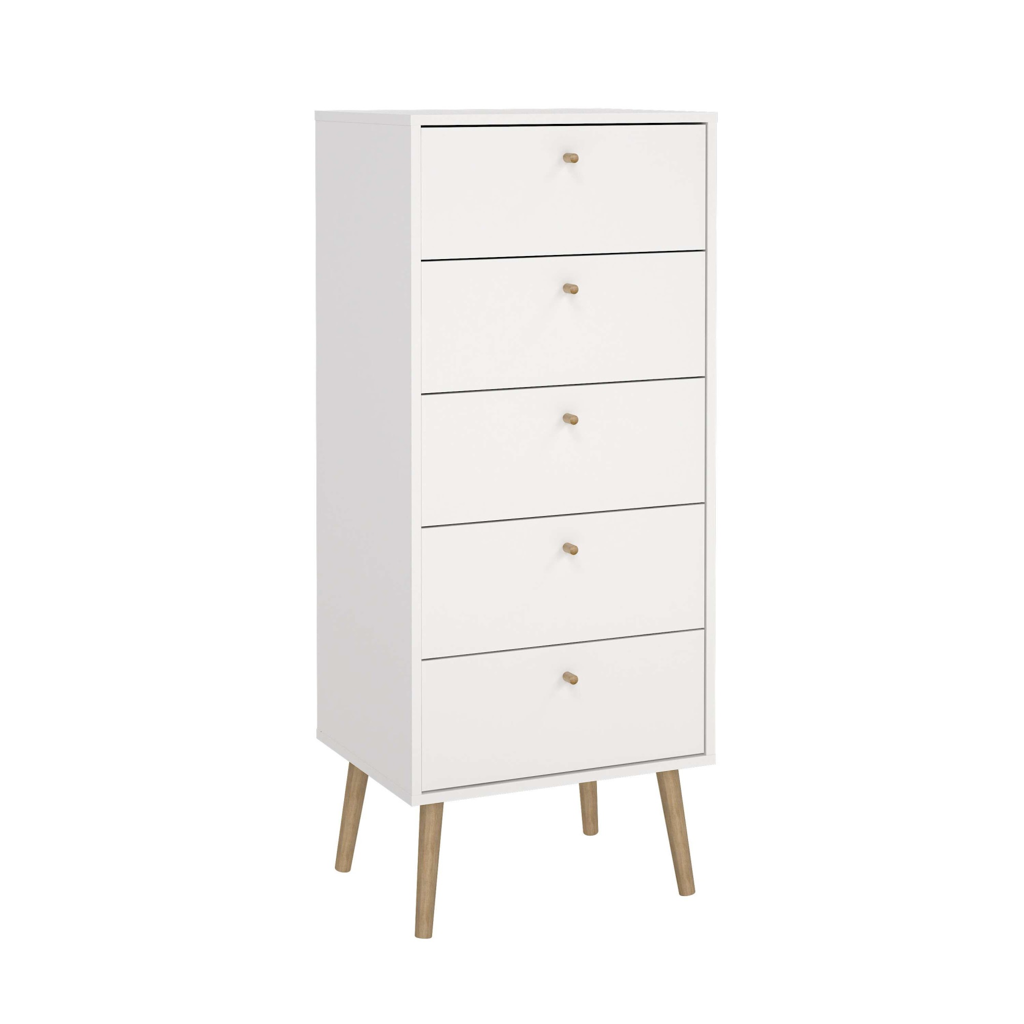 andas Highboard »Bodo, Hochkommode, Aufbewahrung, Stauraum«, mit 5 Schubladen, Beine und Griffe aus Echtholz, Breite 50 cm
