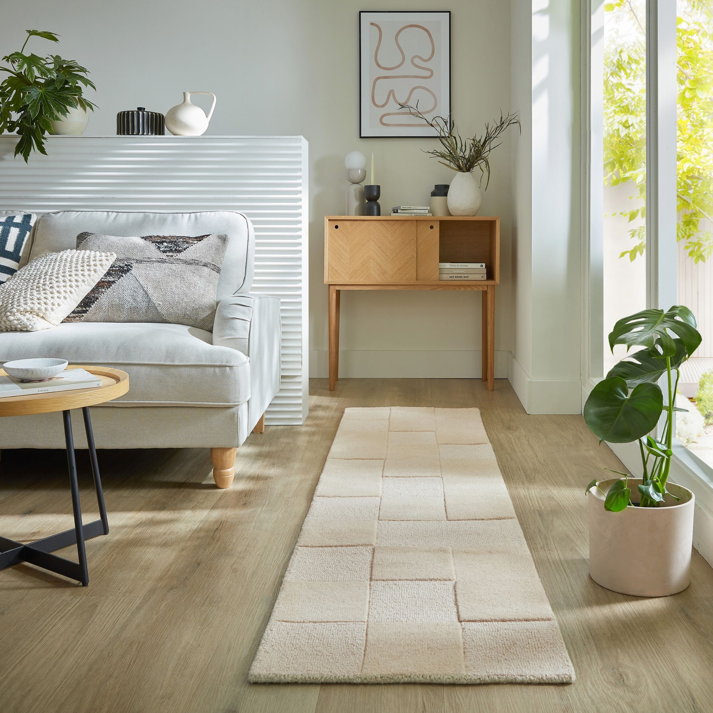 FLAIR RUGS Wollteppich »Checkerboard, Schachbrettmuster«, rechteckig, 10 mm Höhe, Modern mit Schachbrettmuster und Hoch-Tief-Effekt