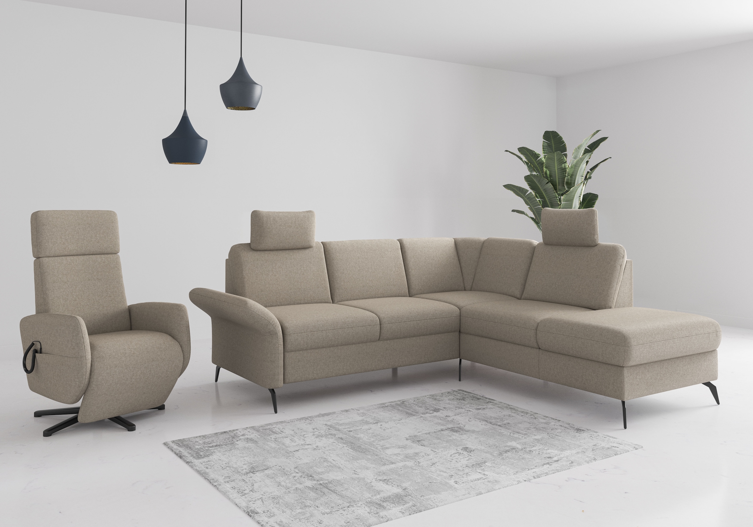 Home affaire Ecksofa »Rochelle«, optional: Armteilverstellung, klappbar, Bettkasen