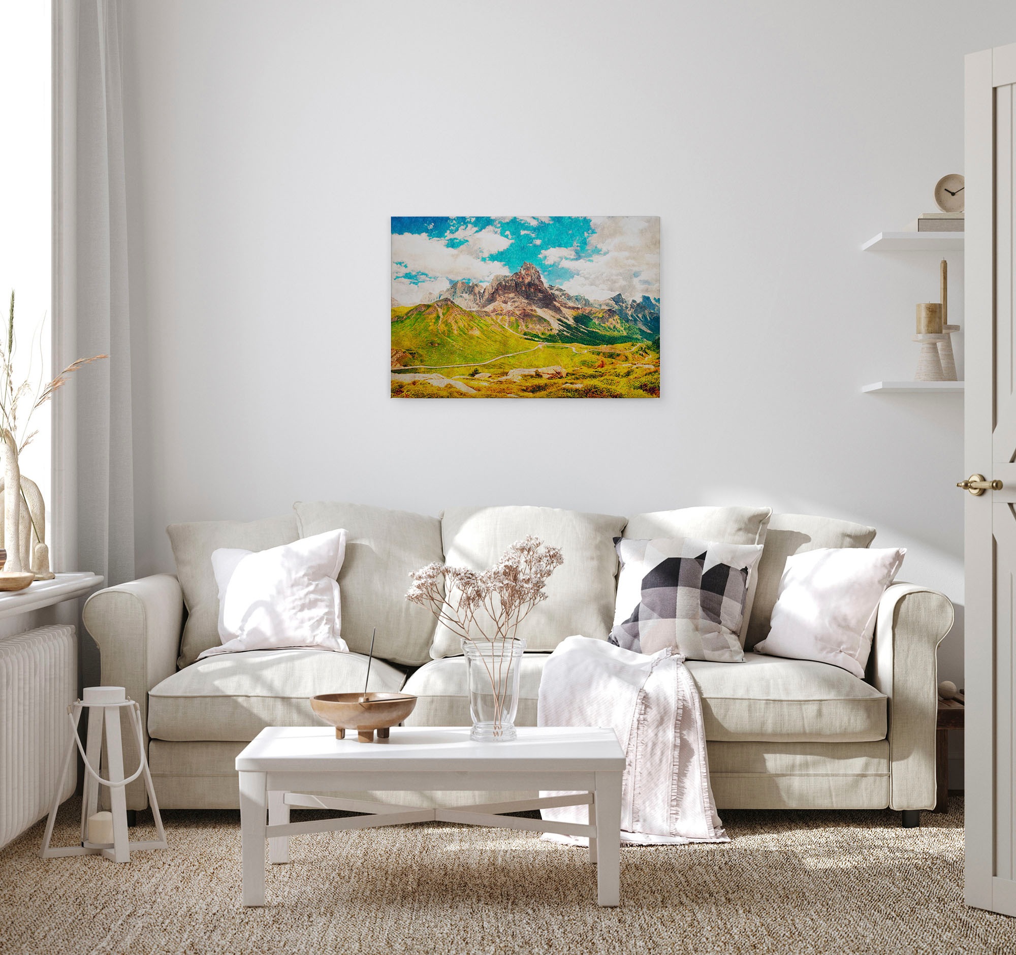 A.S. Création Leinwandbild »dolomiti«, Kunst-Berge-Kinder, (1 St.), Keilrahmen Bild Landschaft Berge Leinwand-Bild Wohnzimmer modern Wand