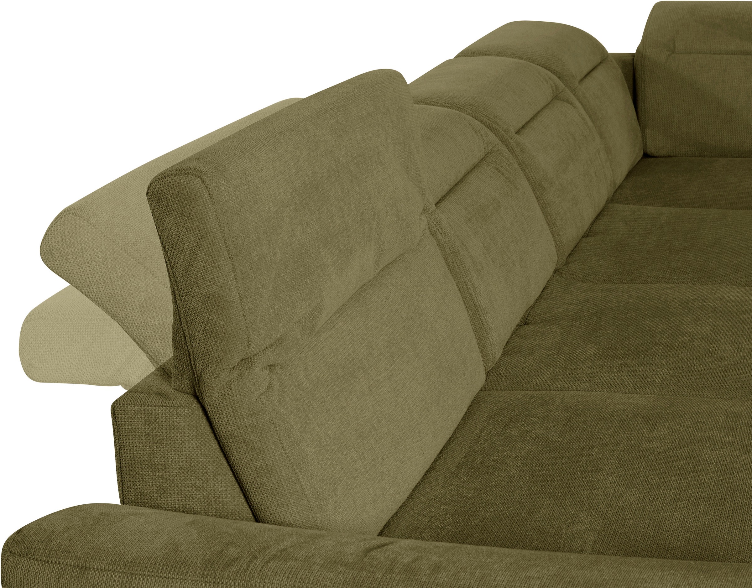 sit&more Wohnlandschaft »Percy U-Form«, 15 cm Fußhöhe, Sitztiefenverstellung, wahlweise in 2 Fußfarben