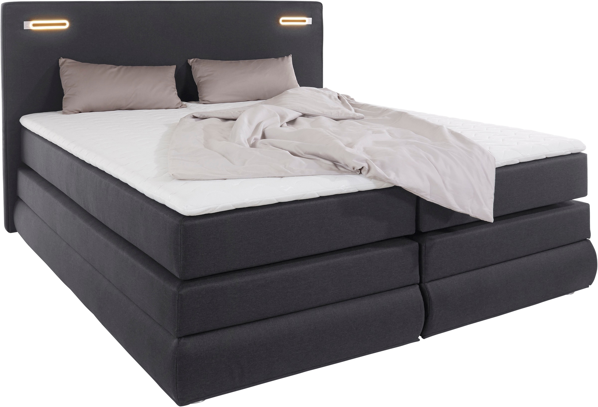COLLECTION AB Boxspringbett »Ninoni«, inkl. Bettkasten, Topper und wahlweise mit LED-Beleuchtung, Liegefläche 180 x 200 cm