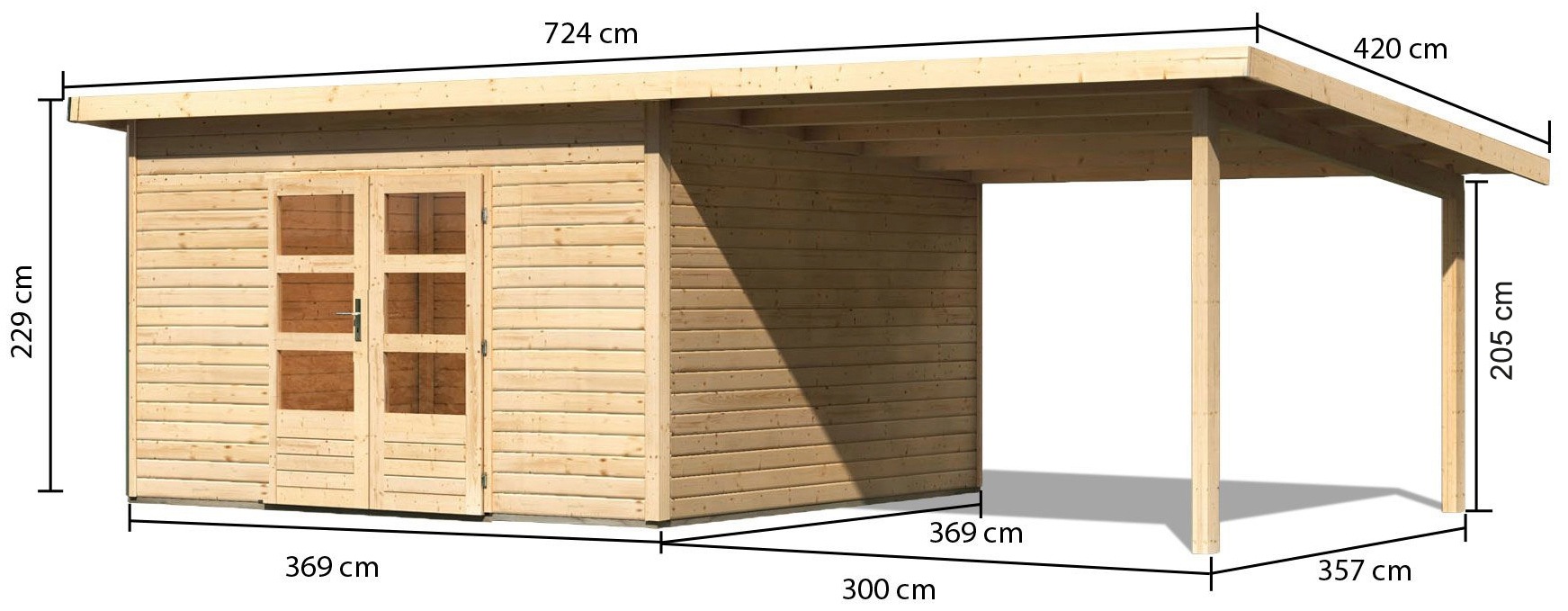 Karibu Gartenhaus »Perlsee 5«, (Set), mit Anbaudach