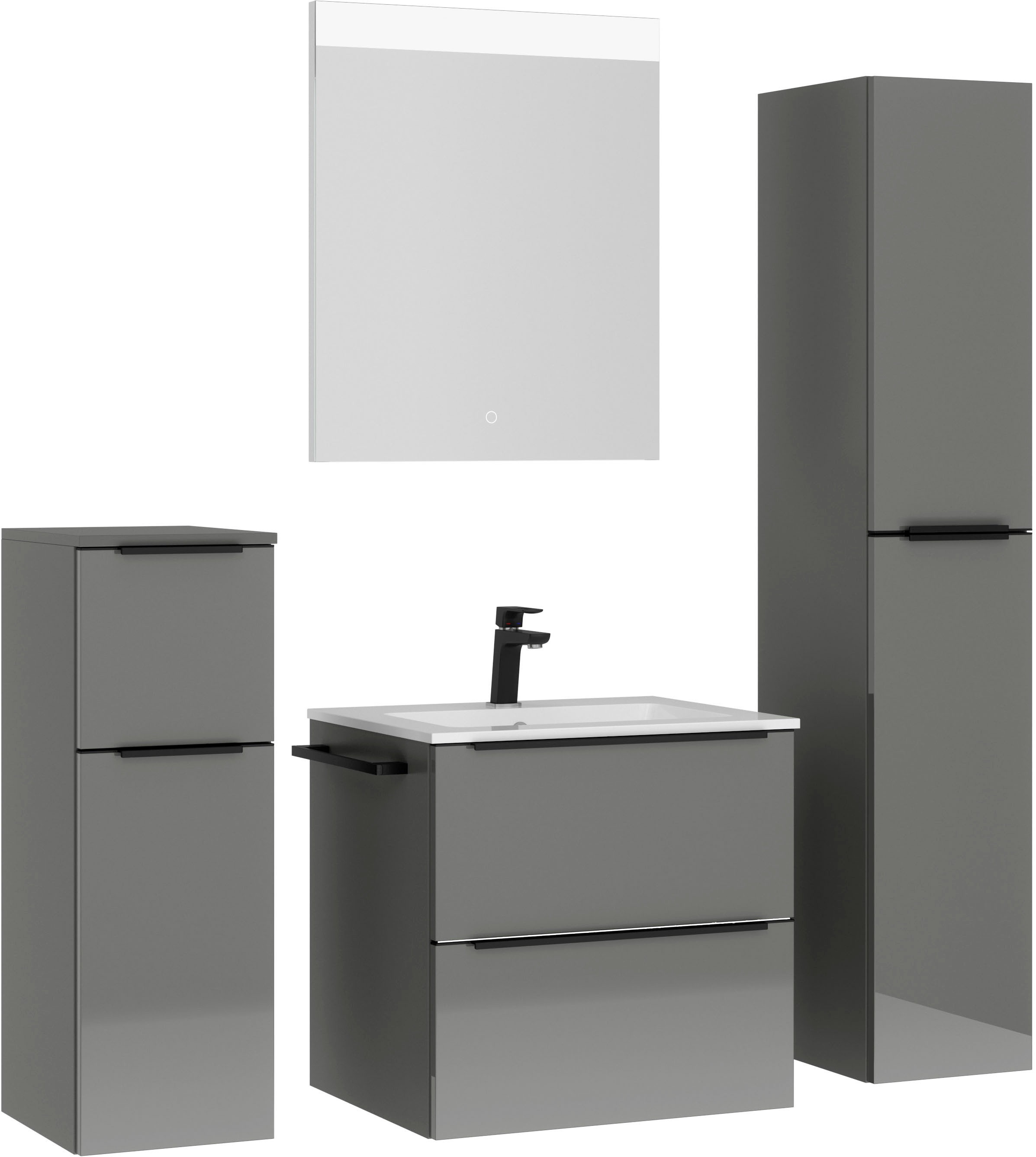 nobilia® Badmöbel-Set »Levere« vormontiert, mit Soft-Close, 4 Stk. tlg. günstig online kaufen