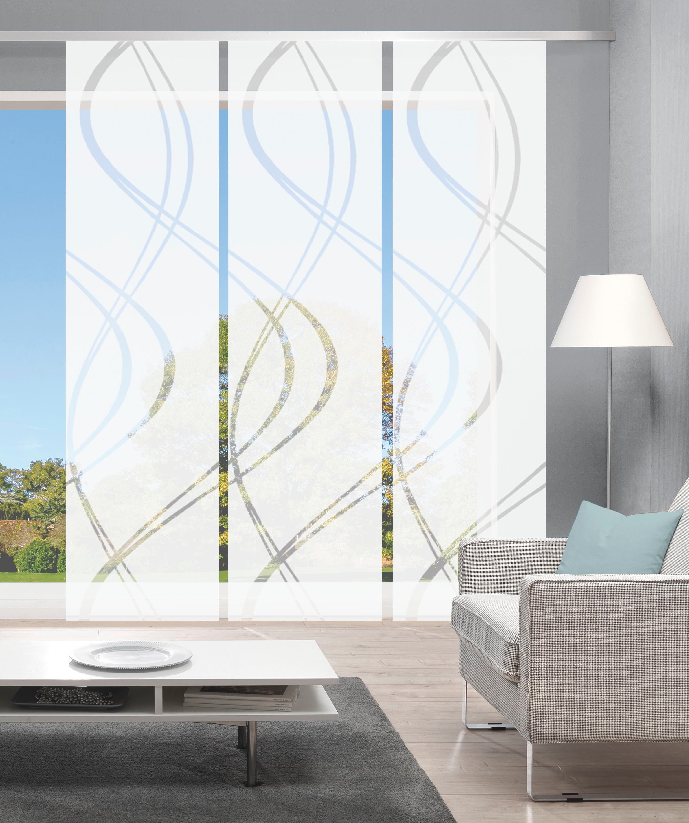 HOME WOHNIDEEN Schiebegardine »TIBERIO 3er SET«, (3 St.), Schiebegardine 3er SET TIBERIO