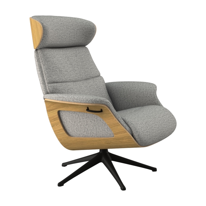 FLEXLUX Relaxsessel »Clement Rücken u. Kopfverstellung, ergonomisch, Airchannels,« Rücken- & Kopfteilverstellung, Drehbar, Armlehne Eiche, Fuß Schwarz