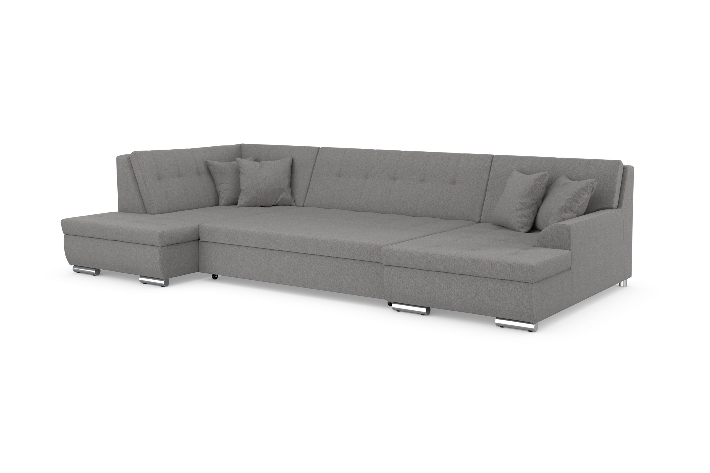 DOMO collection Wohnlandschaft »Treviso incl. Zierkissen, moderne Steppung, XXL: B/T/H: 364/201/83 cm«, wahlweise mit Bettfunktion, in vielen Bezugsarten auch in Cord U-Form