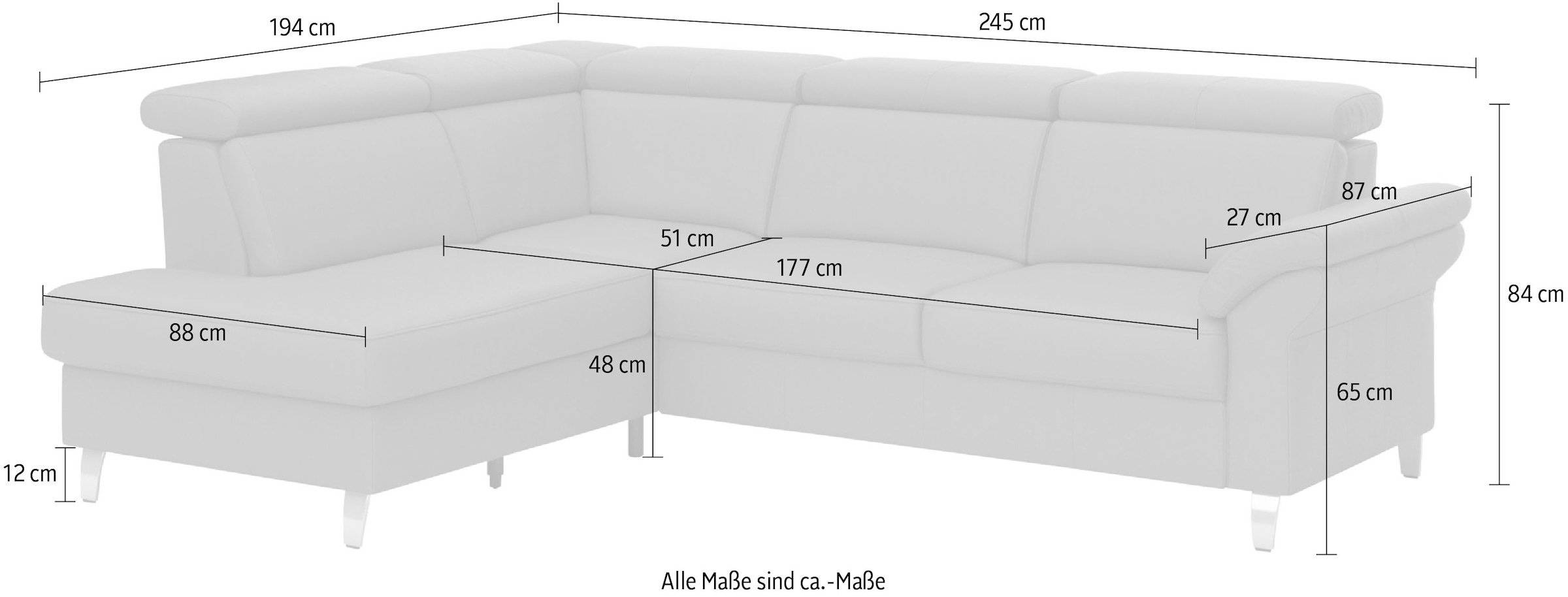 sit&more Ecksofa, inklusive Kopfteilverstellung, wahlweise mit Bettfunktion und Bettkasten