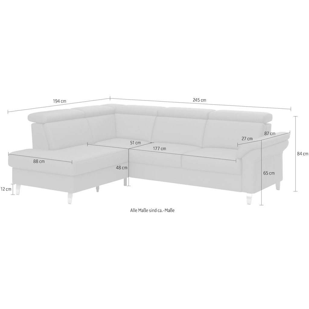 sit&more Ecksofa »Arngast«, inklusive Kopfteilverstellung und Federkern