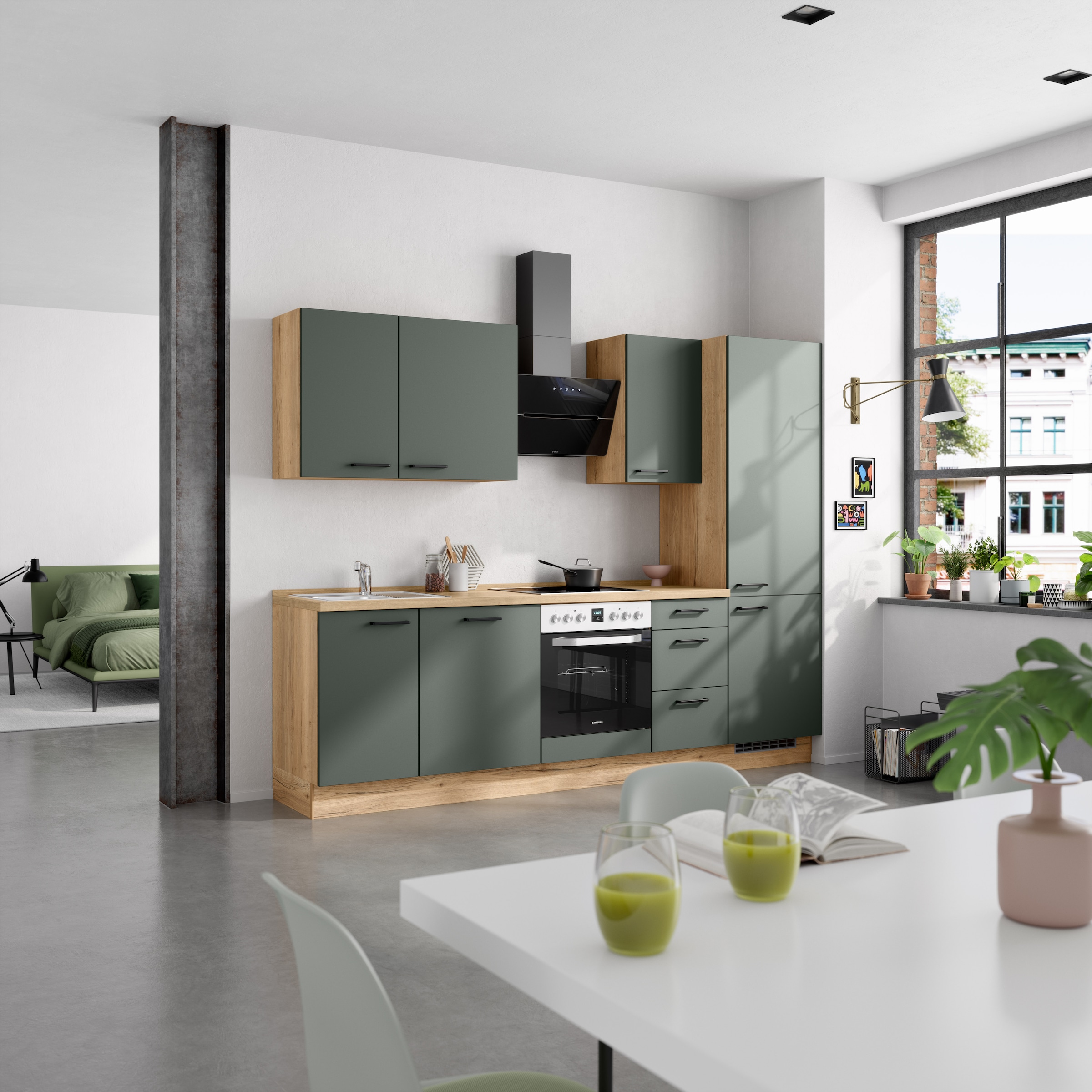 nobilia® Küchenzeile »"Easytouch II"« vormontiert, Ausrichtung wählbar, Breite 270 cm, wahlw. mit E-Geräten