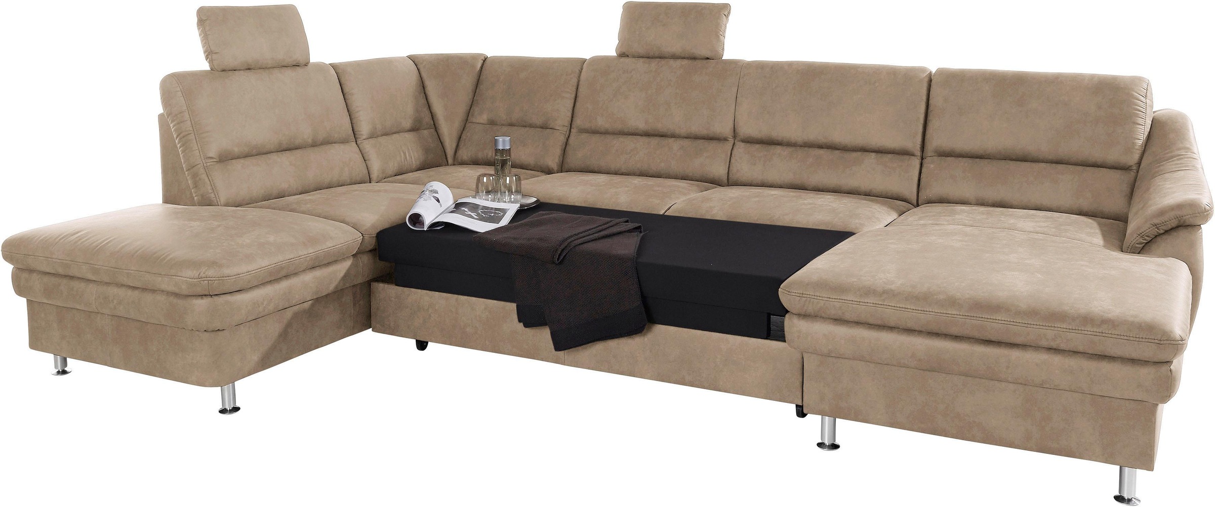 sit&more Wohnlandschaft »Cardoso U-Form«, mit Federkern und Kopfstützen, mit Bettfunktion und Relaxfunktion
