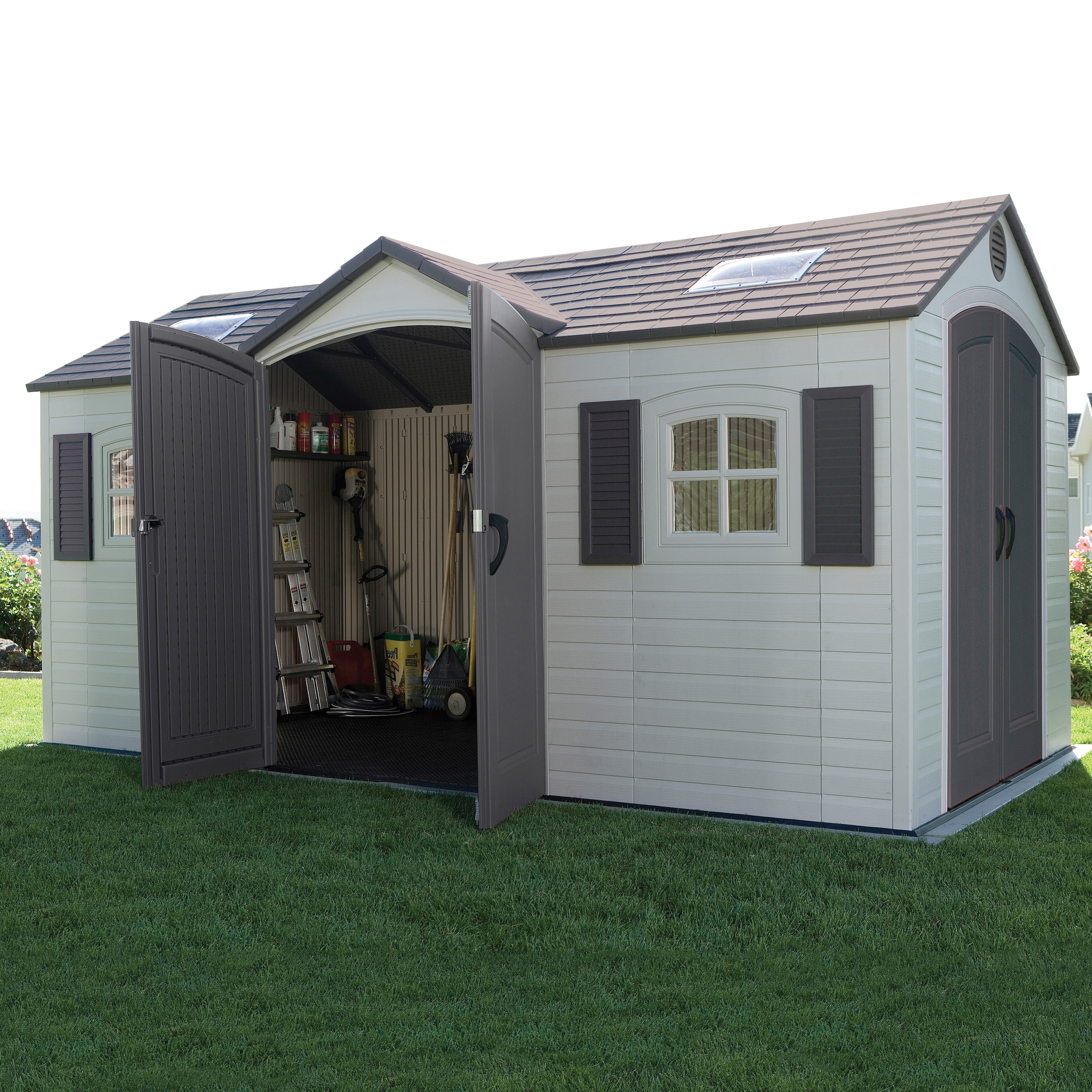 LIFETIME Gerätehaus »Residenz« Kunststoff, inkl. Fußboden, Regale und Geräteleiste grau