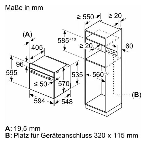 BOSCH Backofen-Set »HBA578BS0«, mit Teleskopauszug nachrüstbar, Pyrolyse-Selbstreinigung