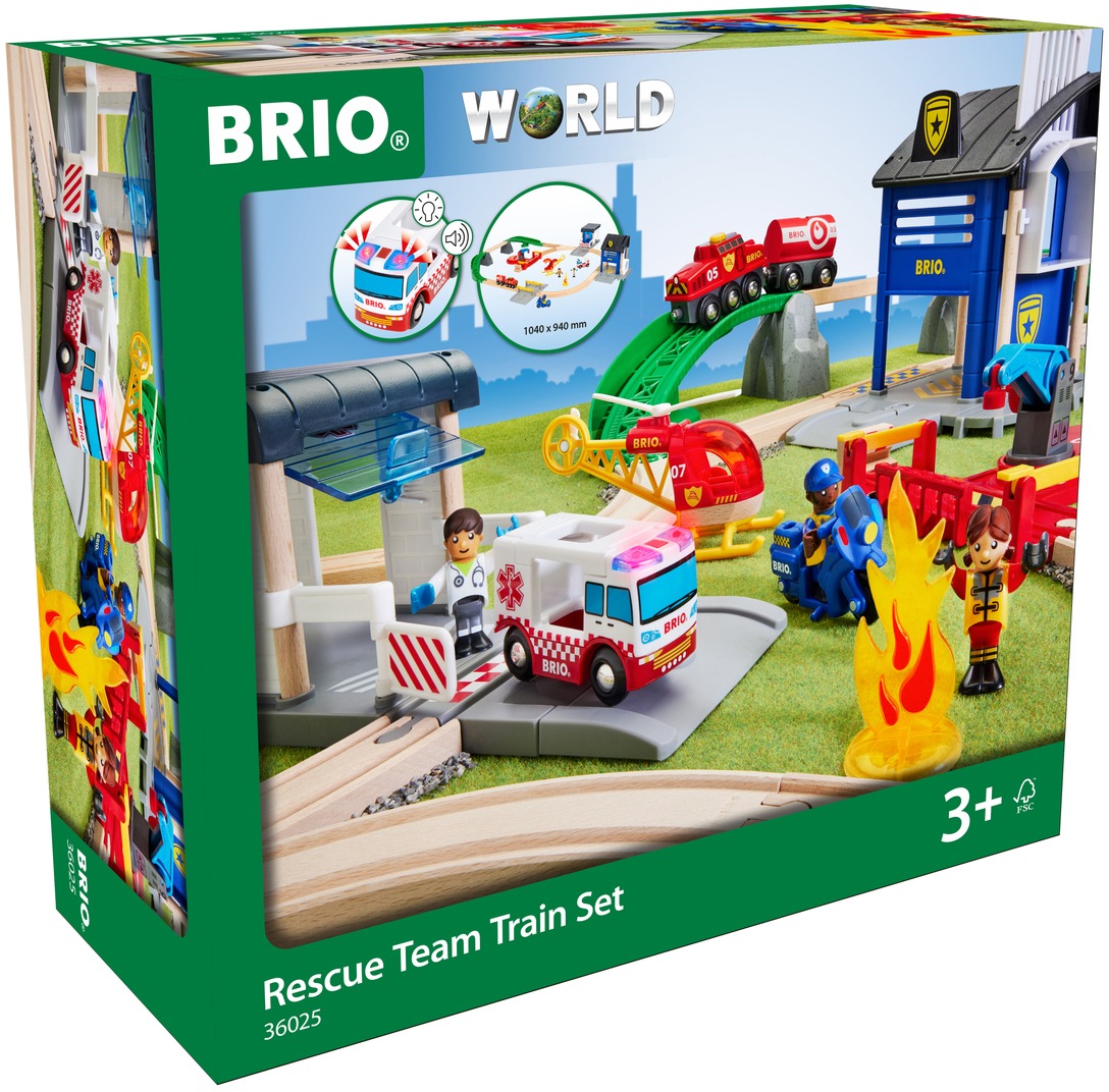 BRIO® Spielzeugeisenbahn-Erweiterung »BRIO® WORLD, Polizei und Feuerwehr Set Deluxe«, (Set), mit Licht und Soundfunktion; FSC® - schützt Wald - weltweit