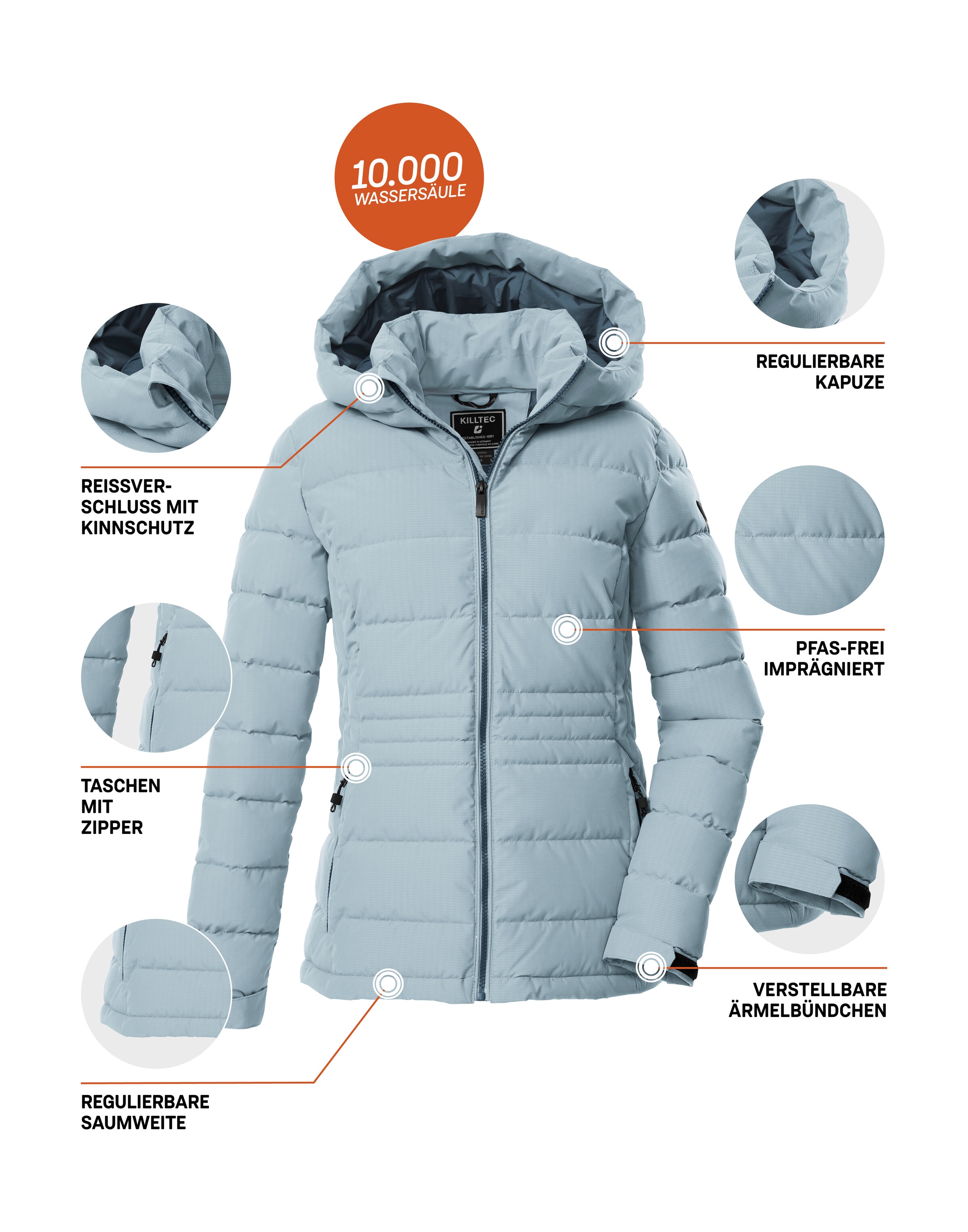 Killtec Steppjacke »KOW 10 WMN QLTD JCKT«, Winddichte, wasserabweisende Damen Steppjacke mit verstellbarer Kapuze