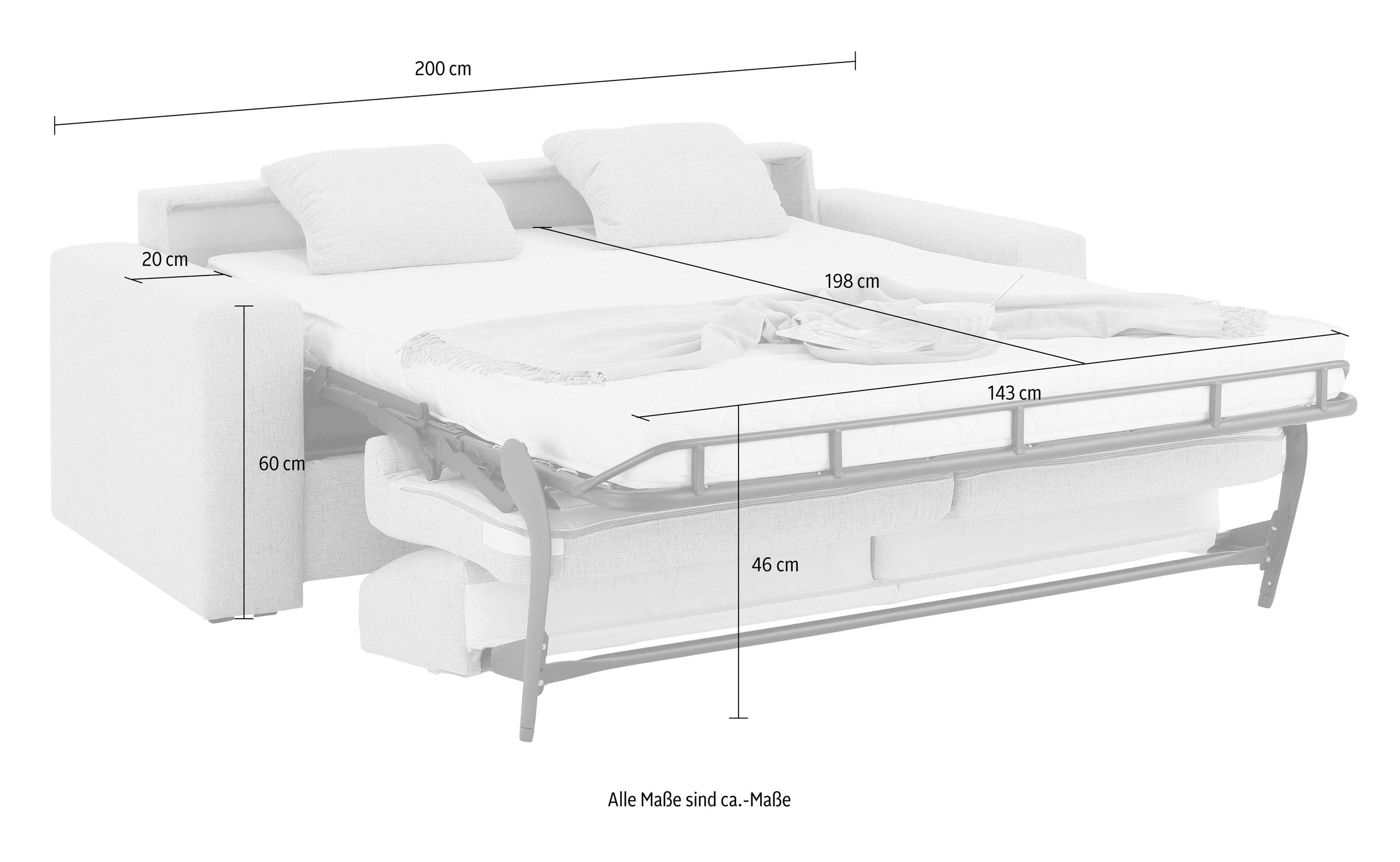Home affaire Schlafsofa »Roma Matratzenhöhe 14 cm«, Dauerschlaffunktion, mit Unterfederung, Lattenrost, Matratze