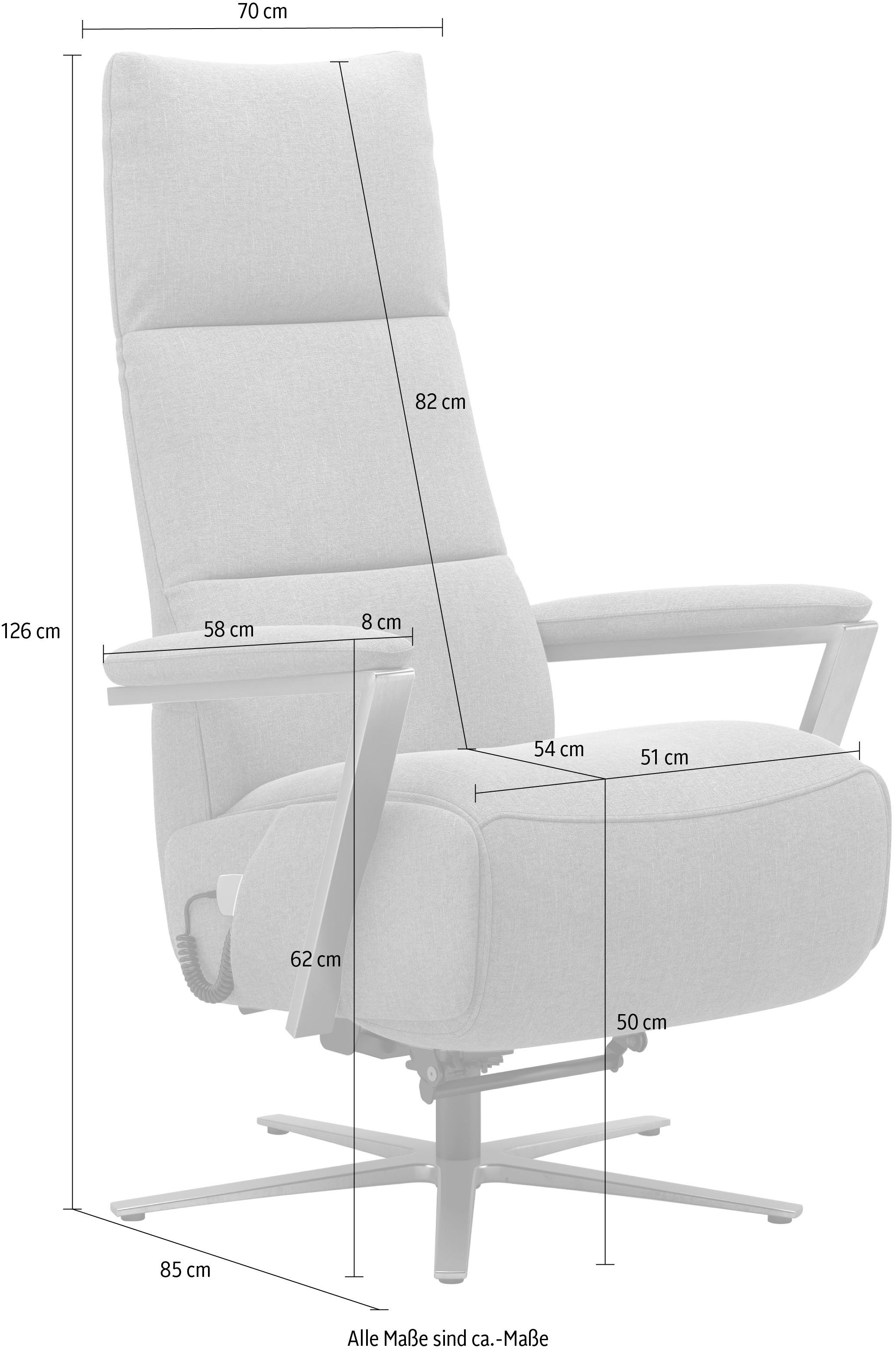 sit&more TV-Sessel »Vario Comfort, inkl. Kopfteilverstellung & 360 Grad Drehfunktion«, inkl. Herz-Waage-Funktion & 3 Motoren, Höhe der Armlehnen 62cm