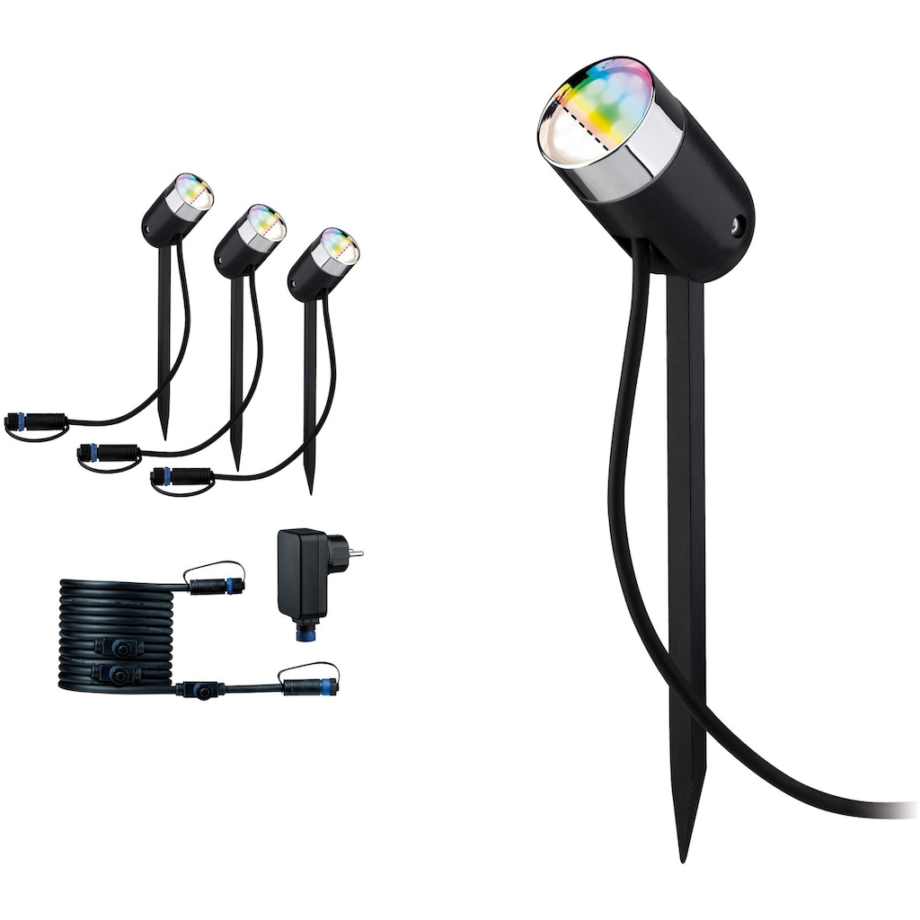 Paulmann LED Gartenstrahler »Plug & Shine«, 3 flammig-flammig, LED-Modul, RGBW