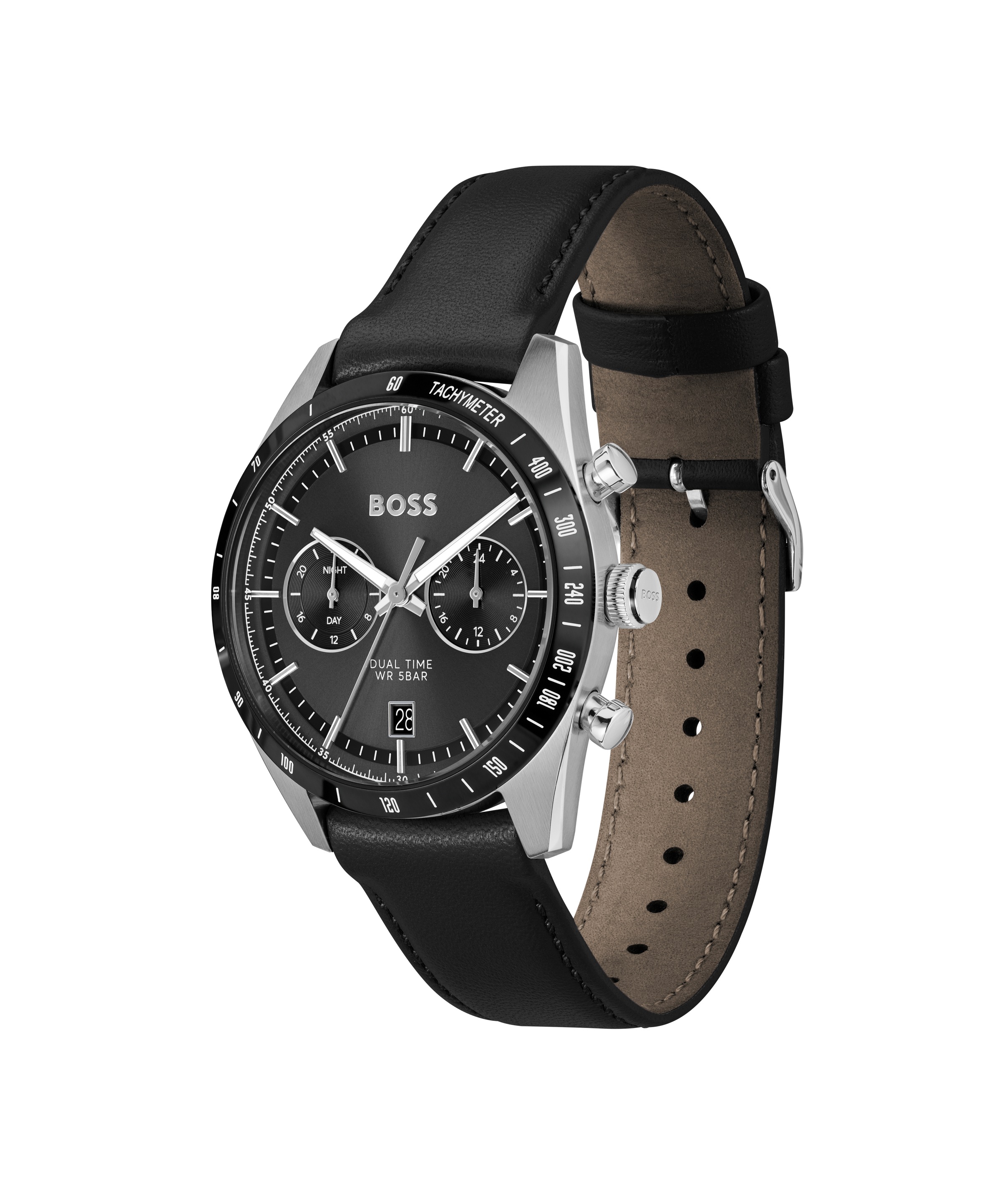 BOSS Multifunktionsuhr »TOURMASTER«, Quarzuhr, Armbanduhr, Herrenuhr, Lederarmband, analog, Tag