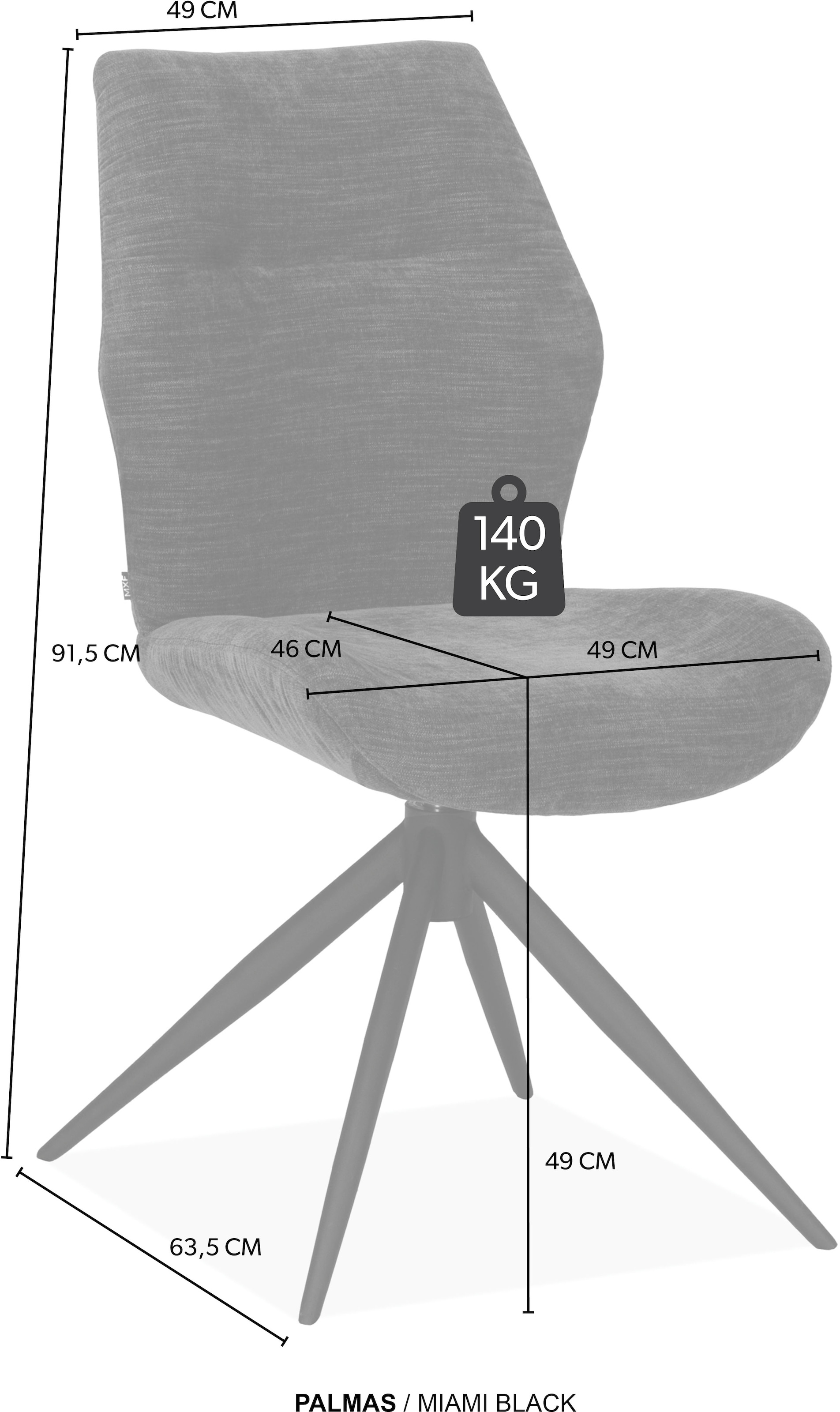 OMG Design Esszimmerstuhl »Palmas« (Set) 1 Stk.Drehstuhl mit auto-return, Moderner Bezug