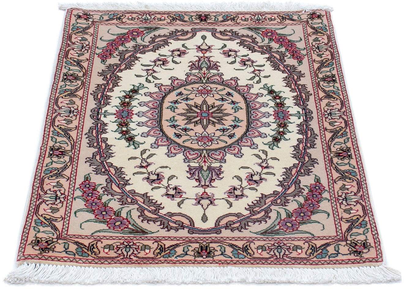 morgenland Wollteppich »Täbriz - 50 Raj Medaillon Beige 90 x 60 cm«, rechte günstig online kaufen