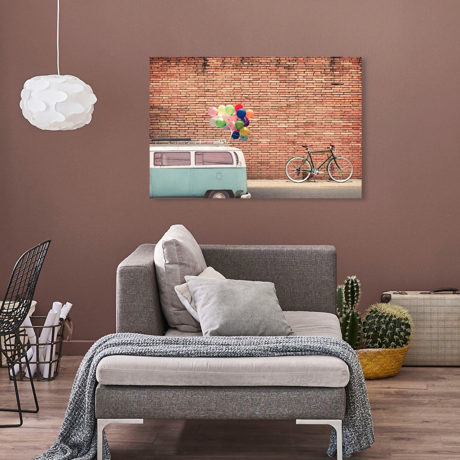 queence Acrylglasbild "Bulli an Hauswand" günstig online kaufen