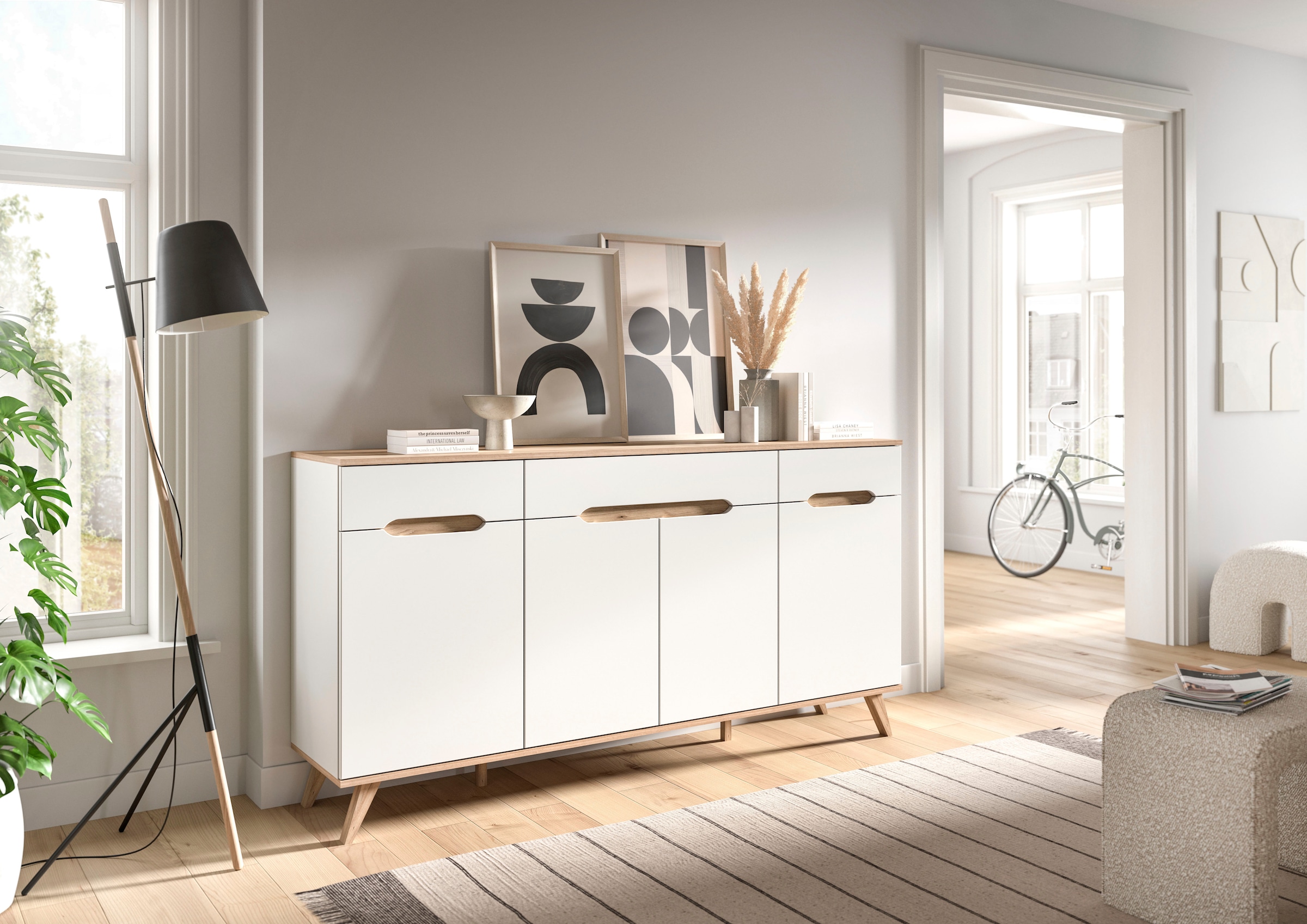 Sideboard »Alesund«, 6 Fächer, konischer Fuß, Kommode, Anrichte, Schrank