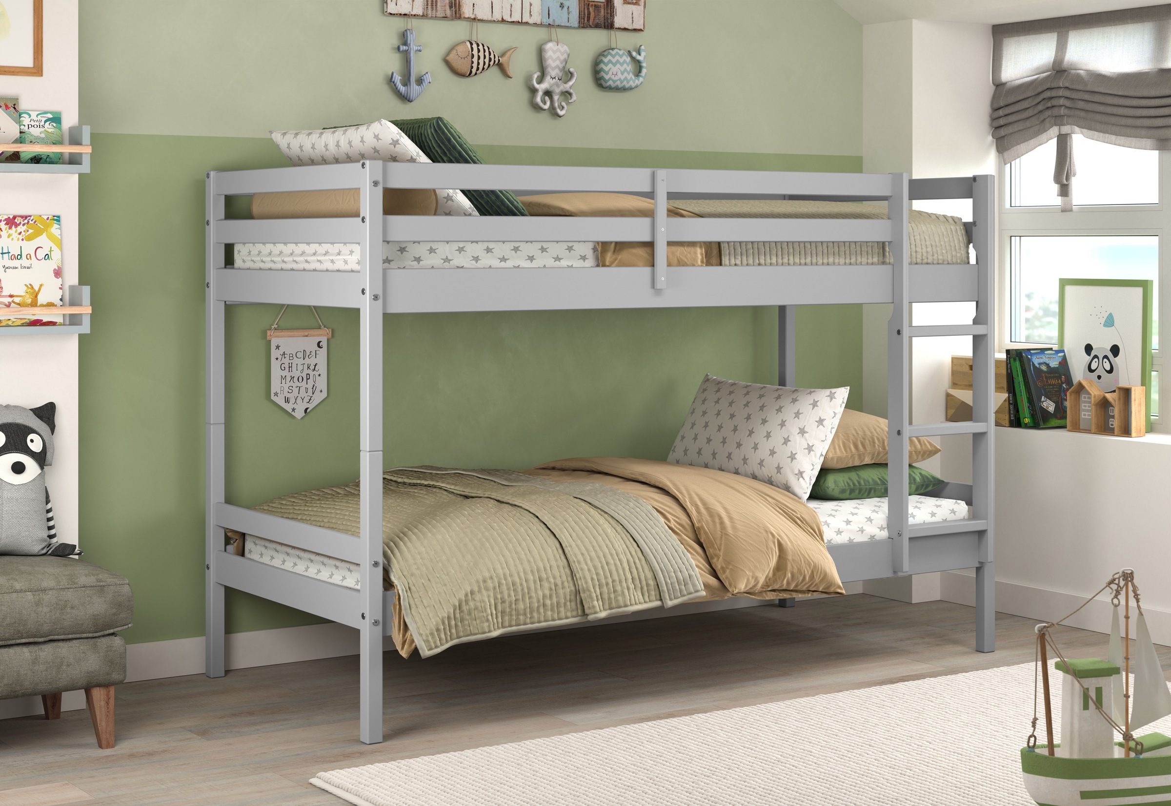 Lüttenhütt Etagenbett »Mora Bett Kinderbett Leiterbett Stockbett Holzbett Bestseller«, (1 St.), Teilbares Etagenbett aus Massivholz - (B/T/H): 100/208/140 cm Hochbett