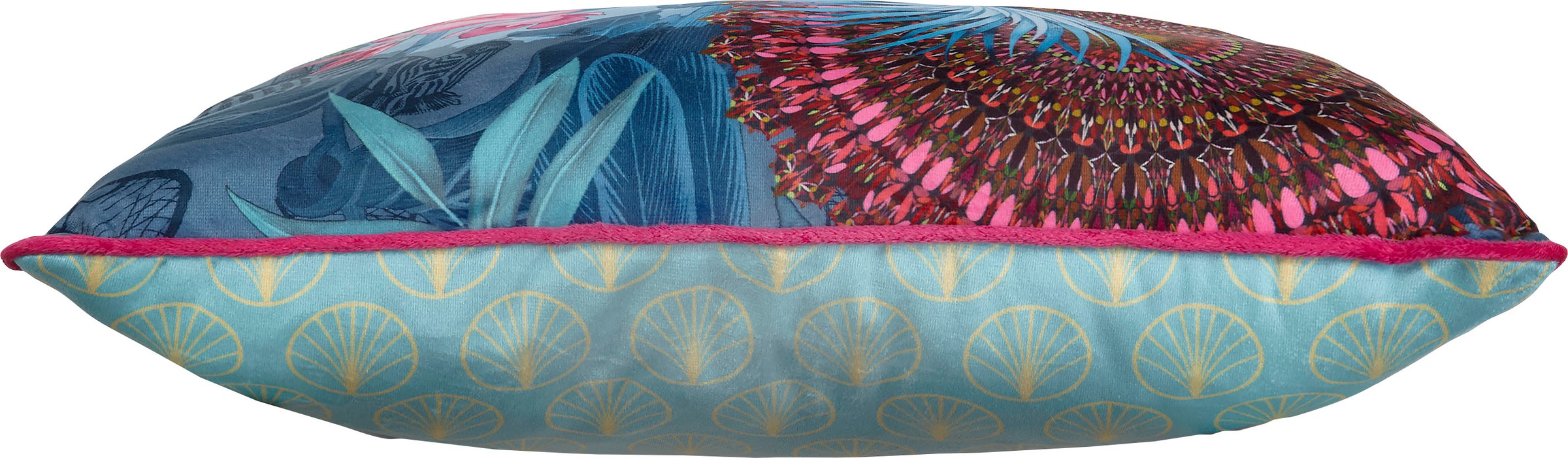 hip Dekokissen »Ofelia«, Mit Füllung, 1 Stück, Biese, 30x60, Wendeoptik, Weich, Papagei, Blau