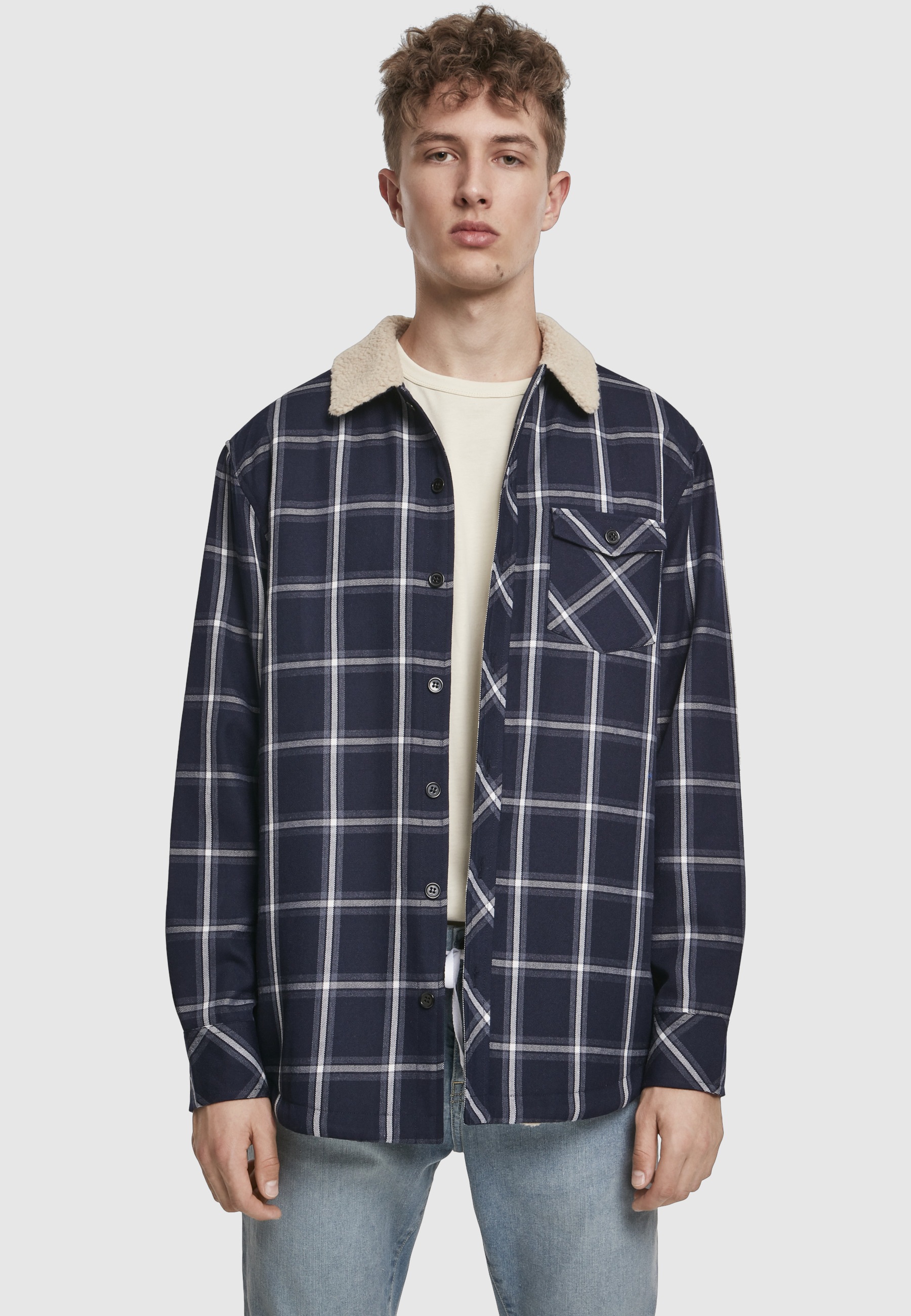 URBAN CLASSICS Kurzmantel »Urban Classics Herren Sherpa Lined Shirt Jacket«