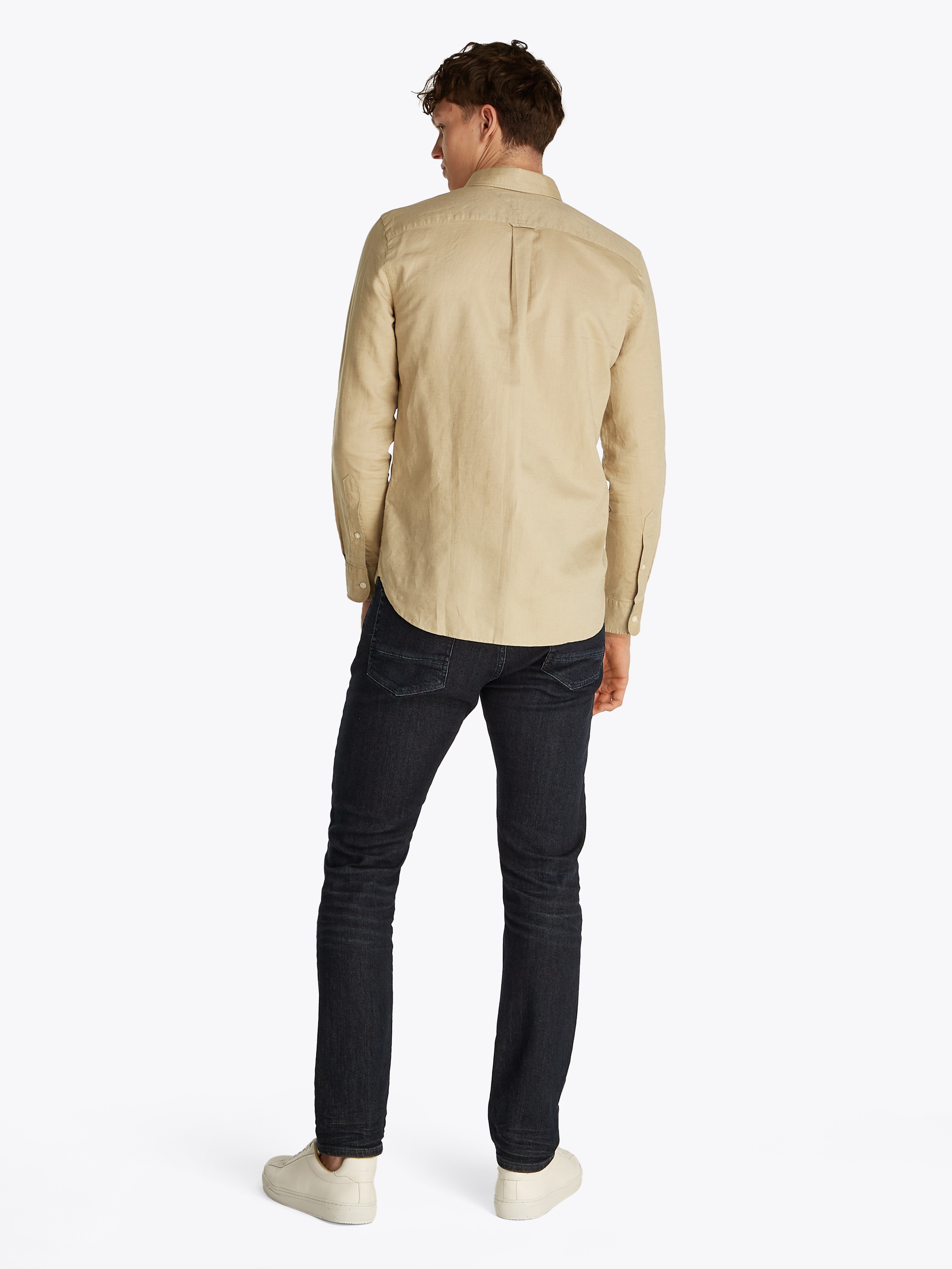 Tommy Hilfiger Langarmhemd »LINEN BLEND SOLID RF SHIRT«, mit Button-down-Kragen