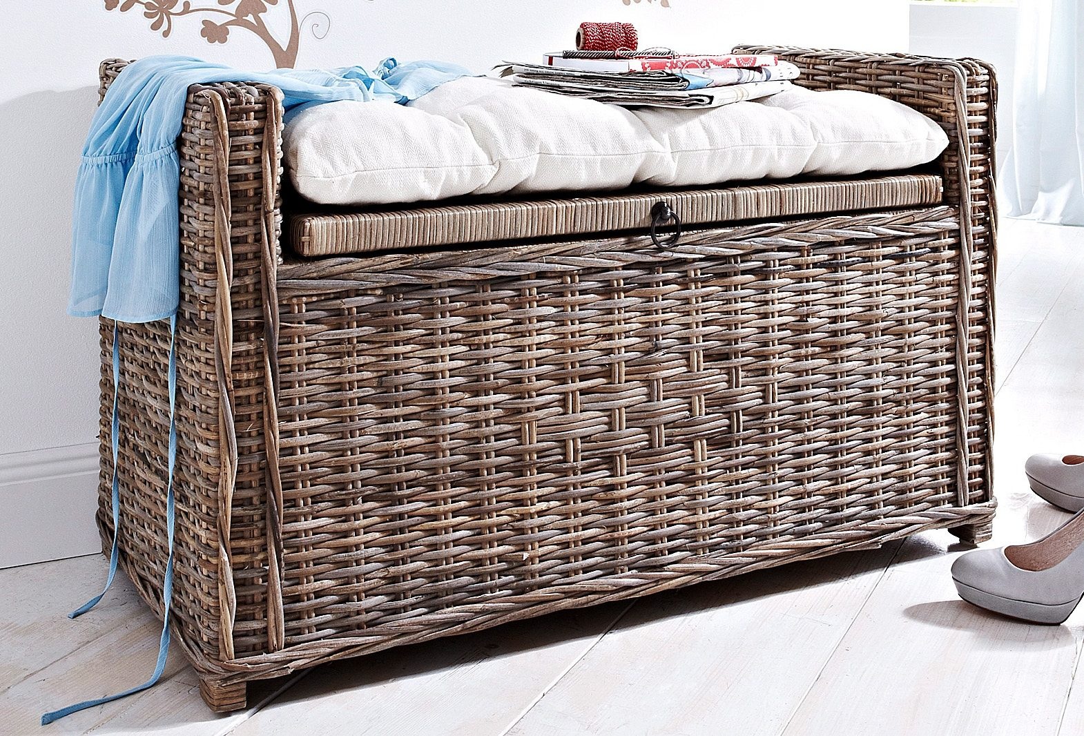 Home affaire Sitztruhe »Schönerempfang, TOPSELLER!«, (Rattan-Bank), Belastbar bis max. 80 Kg, mit Stauraum
