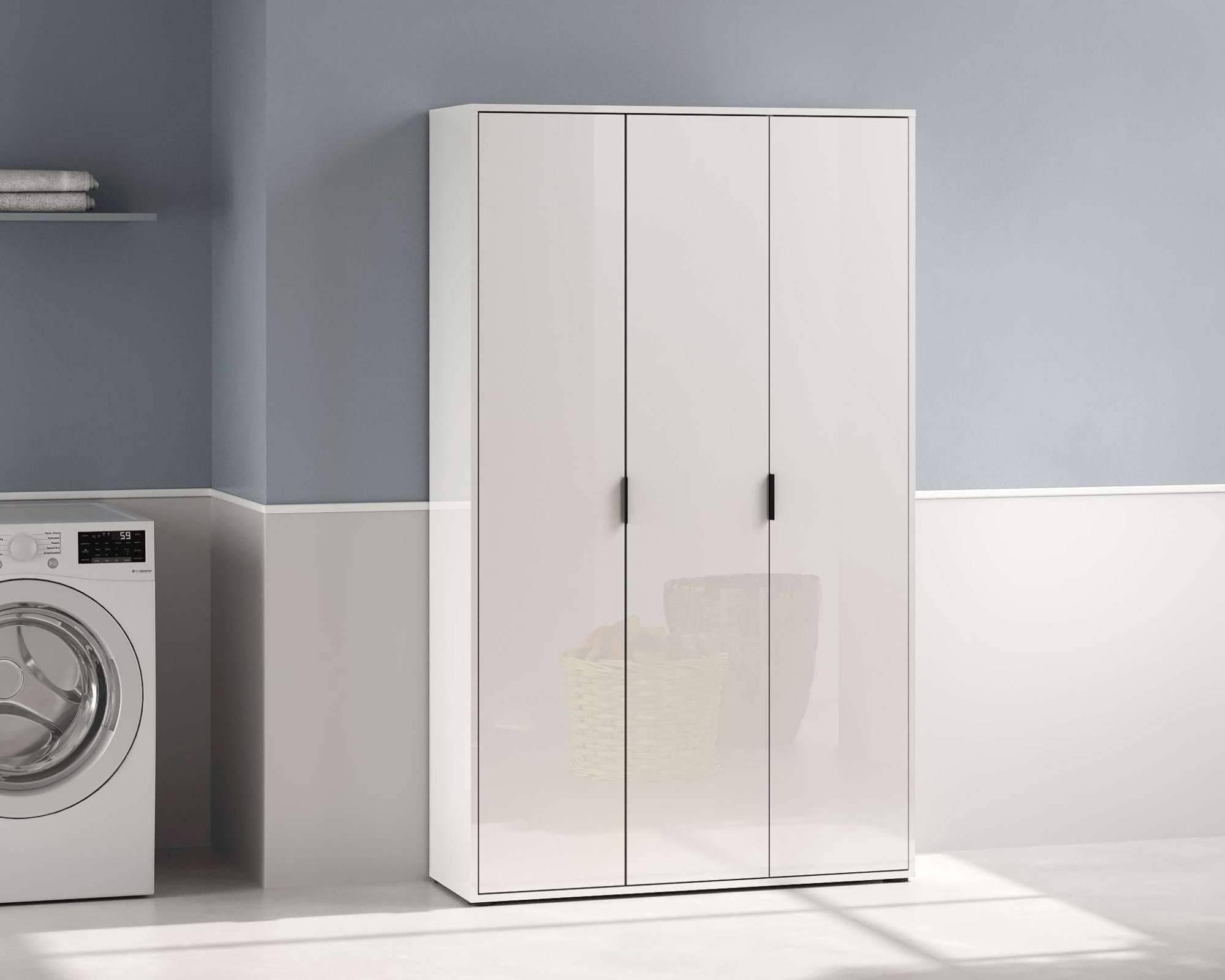 INOSIGN Mehrzweckschrank »Stauraumschrank , Breite 107 cm , Höhe 178 cm« 1 Stk. tlg. 3 Türen,1 kl.+3 große Böden,1 Auszugsstange,Schrank Hochglanz lackiert