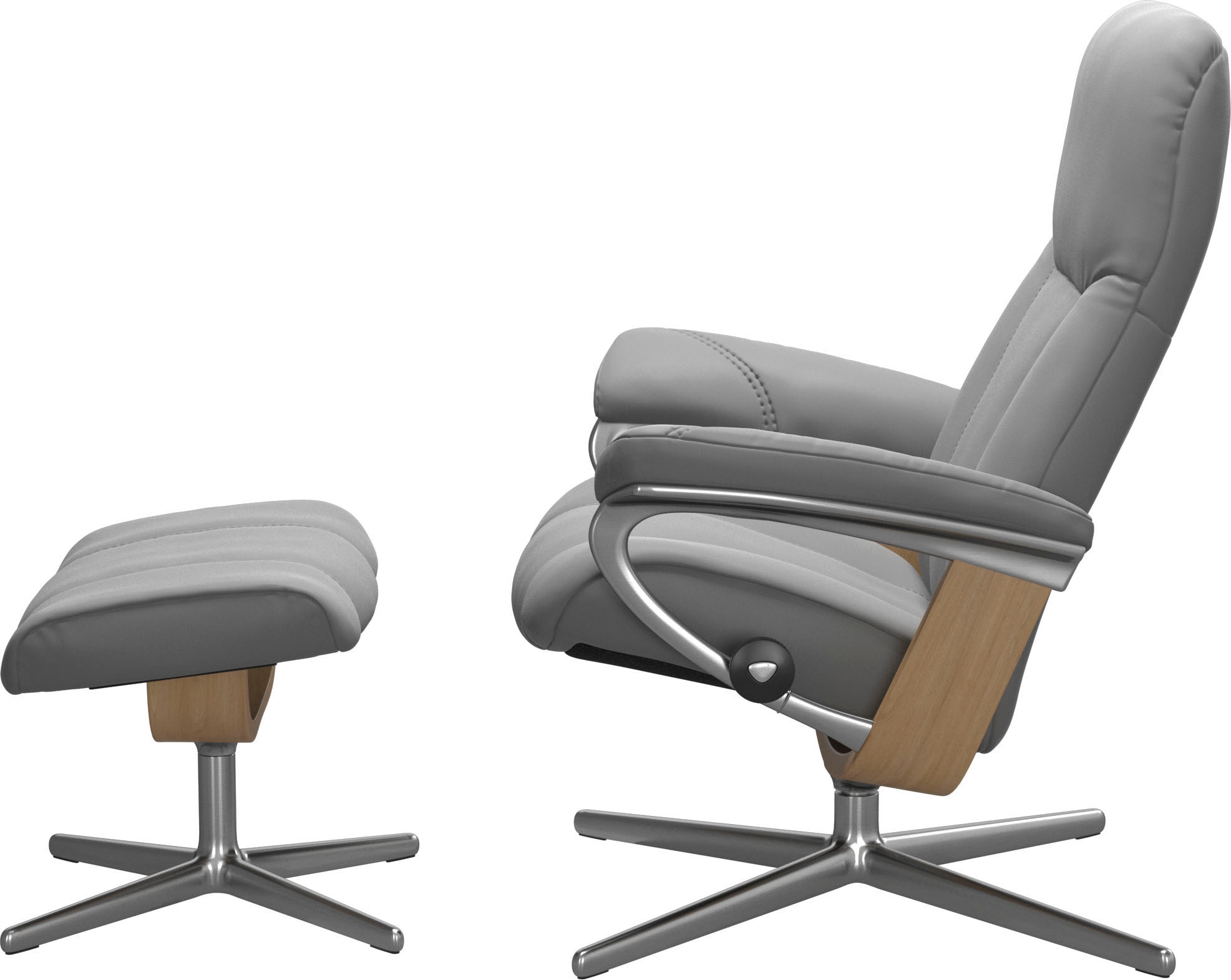 Stressless® Relaxsessel »Consul« Set, Relaxsessel mit Hocker,  mit Hocker, mit Cross Base, Größe S, M & L, Holzakzent Eiche