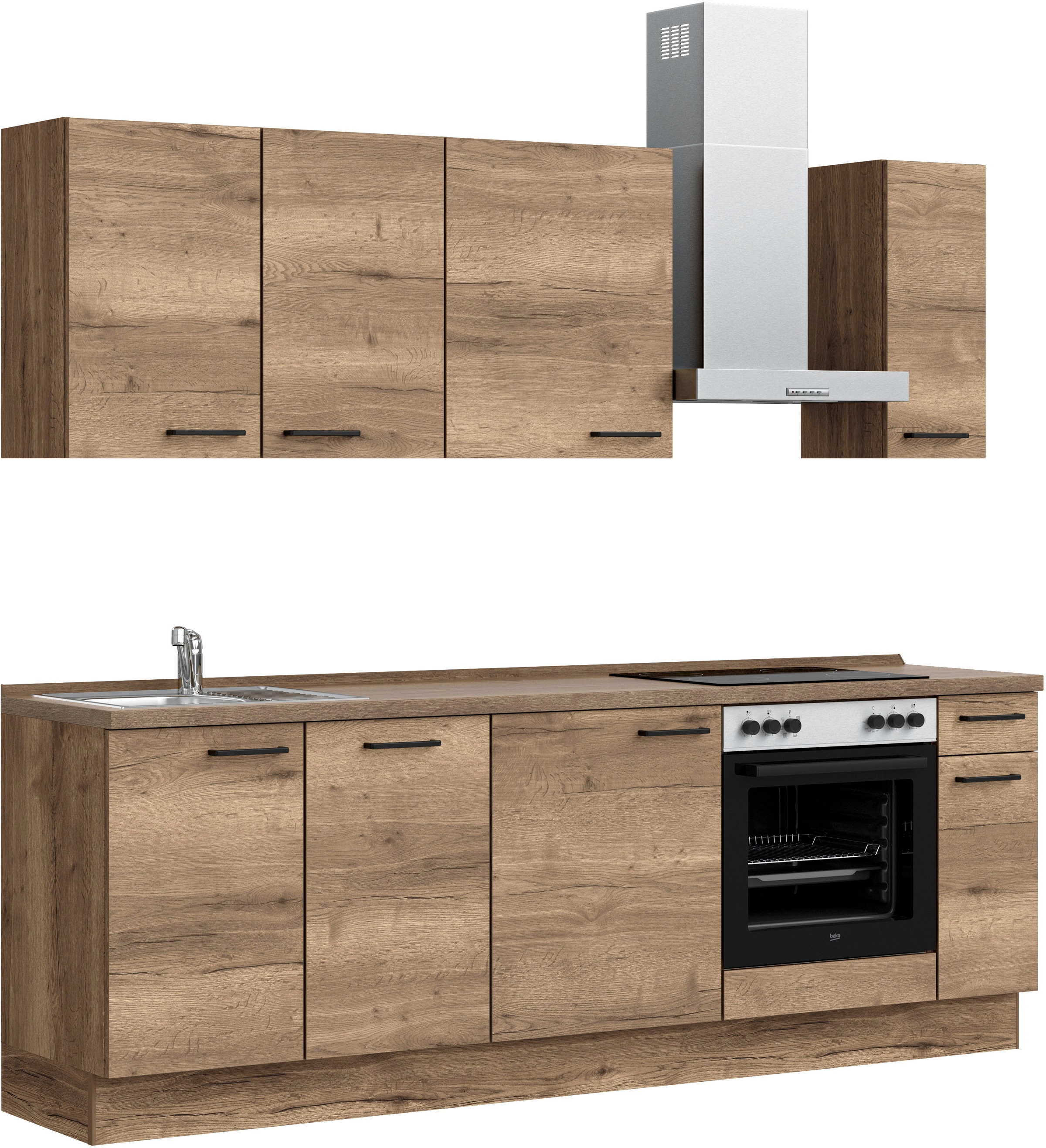 nobilia® Küchenzeile »"Structura I"«, vormontiert, Ausrichtung wählbar, Breite 240 cm, wahlw. mit E-Geräten
