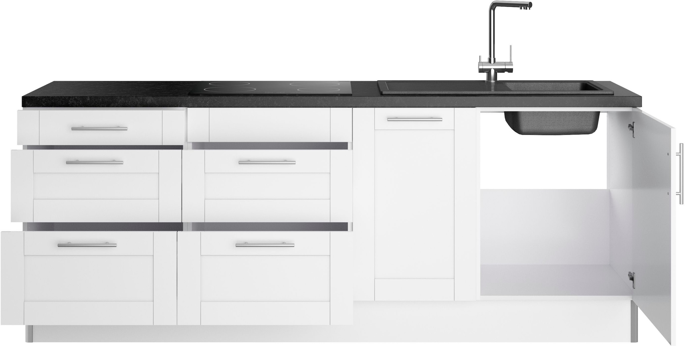 KOCHSTATION Küche »KS-Ahus«, Breite 225 cm, wahlw. Mit E-Geräten, Soft Close Funktion, MDF Fronten