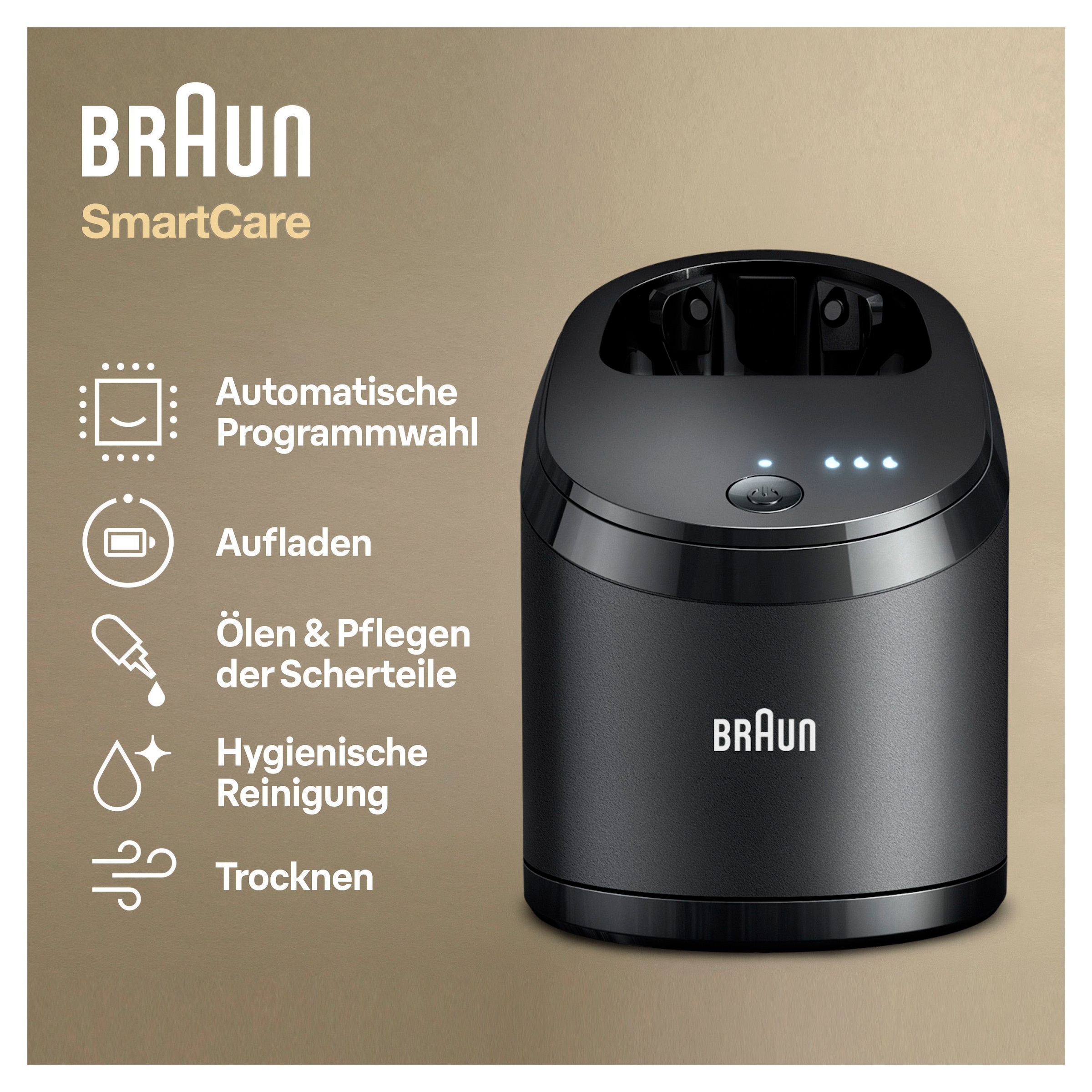Braun Rasierer-Reinigungsstation »Series 9 93xx/94xx und Series 8 83xx/84xx«, Intelligente Programme, Aufladung, Reinigung, Pflege und Trocknung