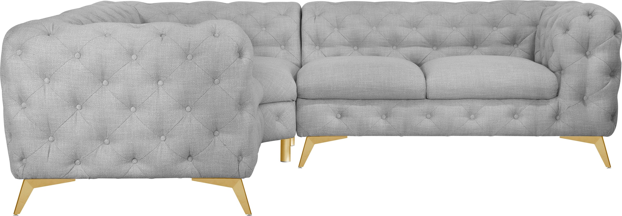 Leonique Chesterfield-Sofa »Ecksofa GLYNIS L-Form mit Wellenunterfederung, günstig online kaufen