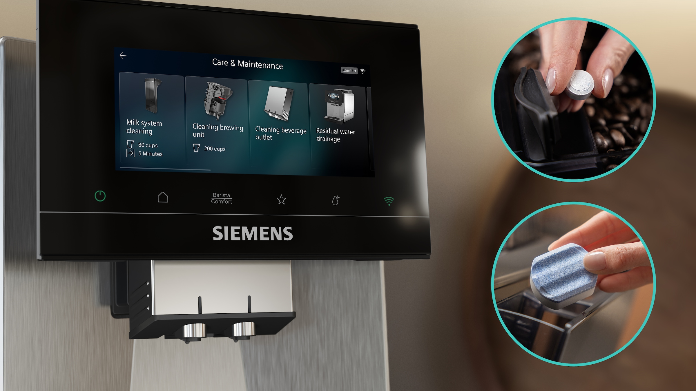 SIEMENS Kaffeevollautomat »TQ927E03« farbiges 6.8'' TFT-Display, individuelle Aromaeinstellung, Edelstahl