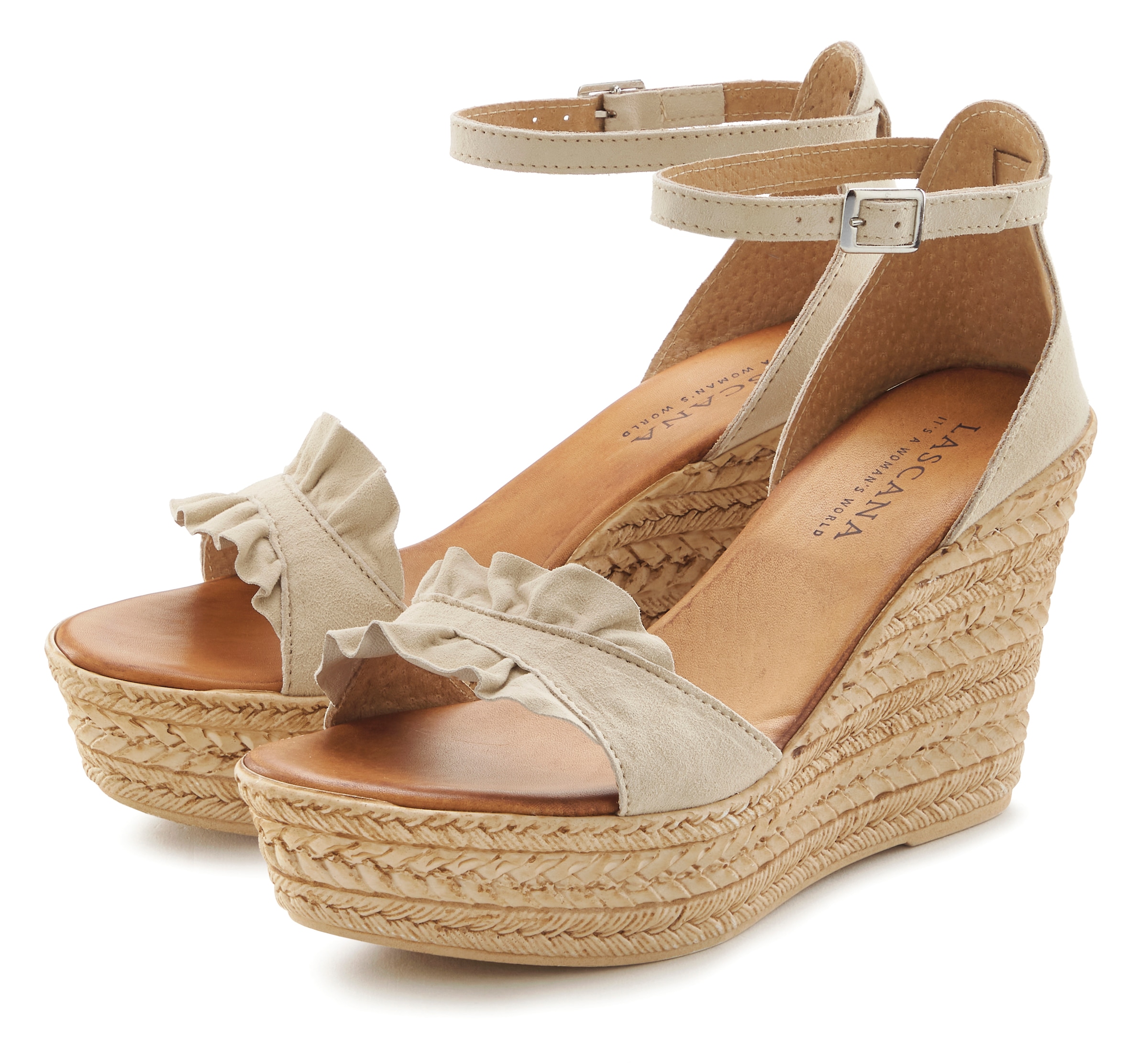 LASCANA Sandalette »Sommerschuh«, Sandale, Sommerschuh aus Leder mit Keilabsatz