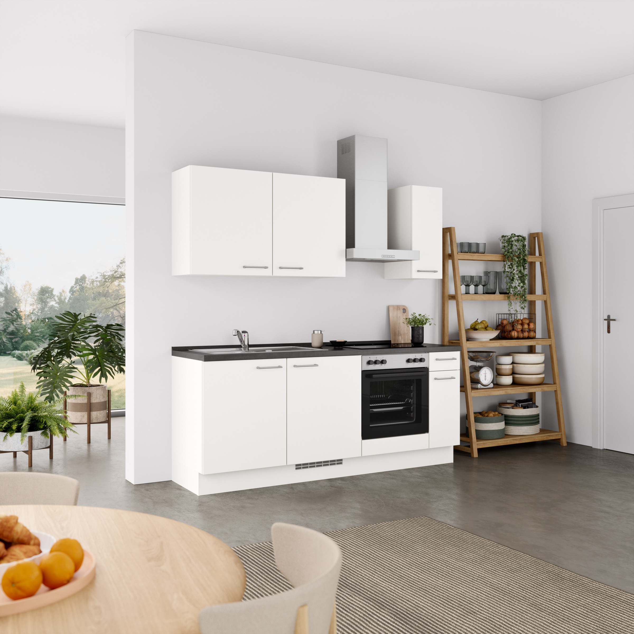 nobilia® Küchenzeile »"Laser I"«, vormontiert, Ausrichtung wählbar, Breite 210 cm, wahlw. mit E-Geräten