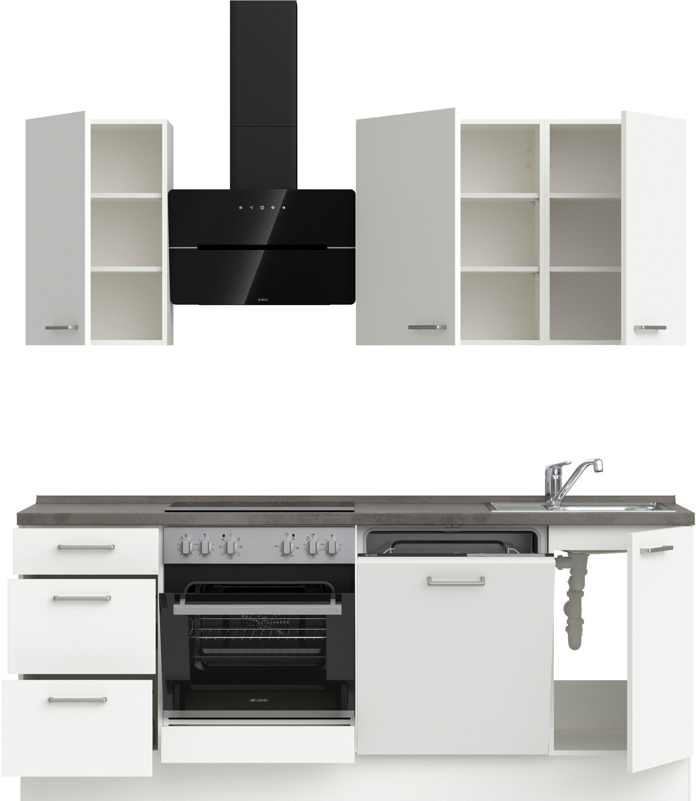 nobilia® Küchenzeile »"Touch II"«, vormontiert, Ausrichtung wählbar, Breite 210 cm, wahlw. mit E-Geräten