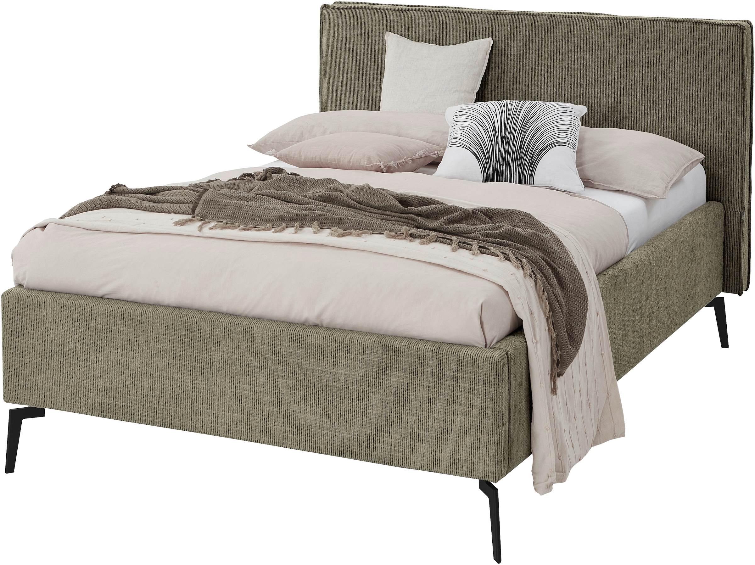 meise.möbel Polsterbett »Riva II« mit schwarzen Metallfüßen, wahlweise mit Bettkasten