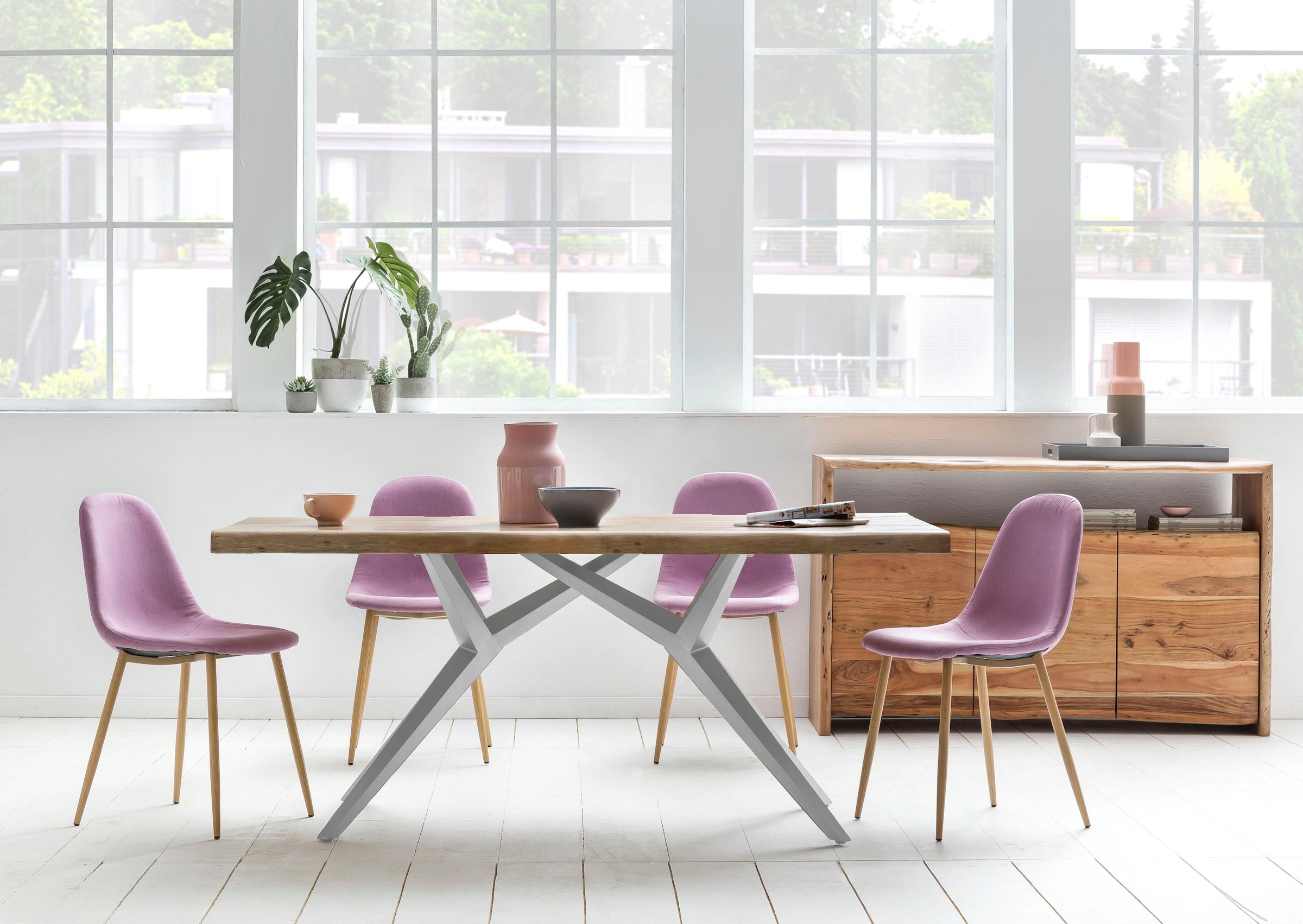 SIT Esstisch »Tampa mit Baumkante & extravagantem Metallgestell im Design-Mix« Baumkante wie gewachsen trifft auf extravagantes Metallgestell