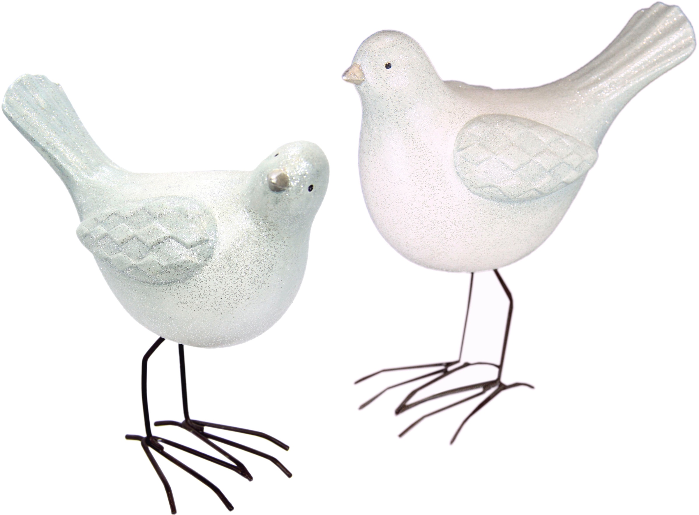 I.GE.A. Weihnachtsfigur »Vogel aus Terrakotta mit Glitzer, 2er Set, weiß, H günstig online kaufen