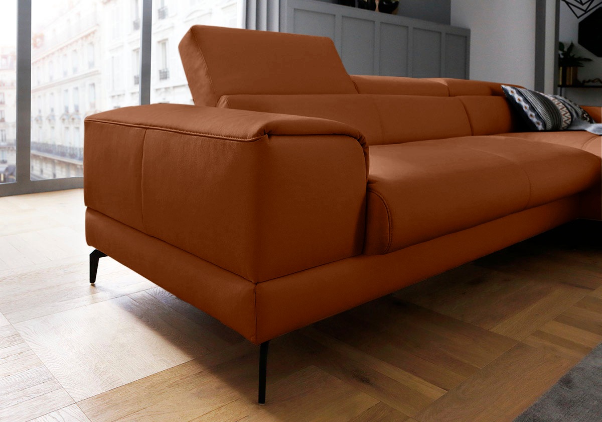 W.SCHILLIG Ecksofa »piedroo, Designsofa mit tollem Sitzkomfort, L-Form«, Kopfteilverstellung, wahlweise mit Sitztiefenverstellung, Breite 303cm