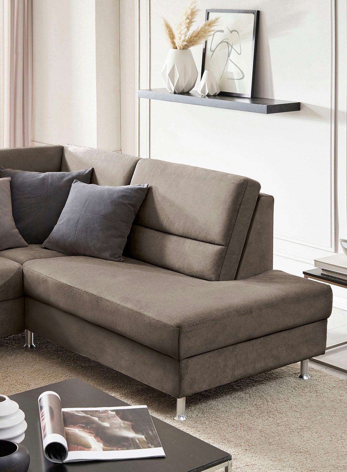 CALIZZA INTERIORS Ecksofa »Onyx L-Form«, Ottomane links oder rechts, wahlweise mit Bettfunktion, Breite 257 cm